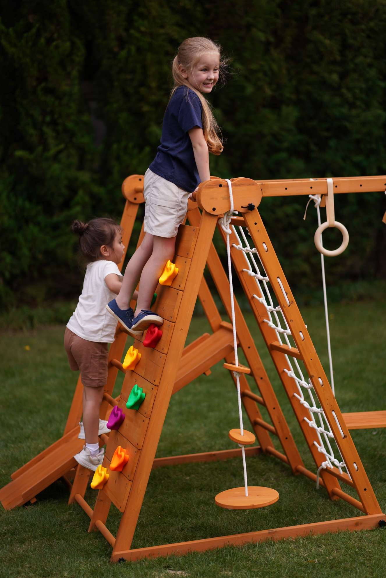 Chestnut - Outdoor and Indoor 8-in-1 Jungle Gym for Toddlers Playset Outdoor Avenlur.com   