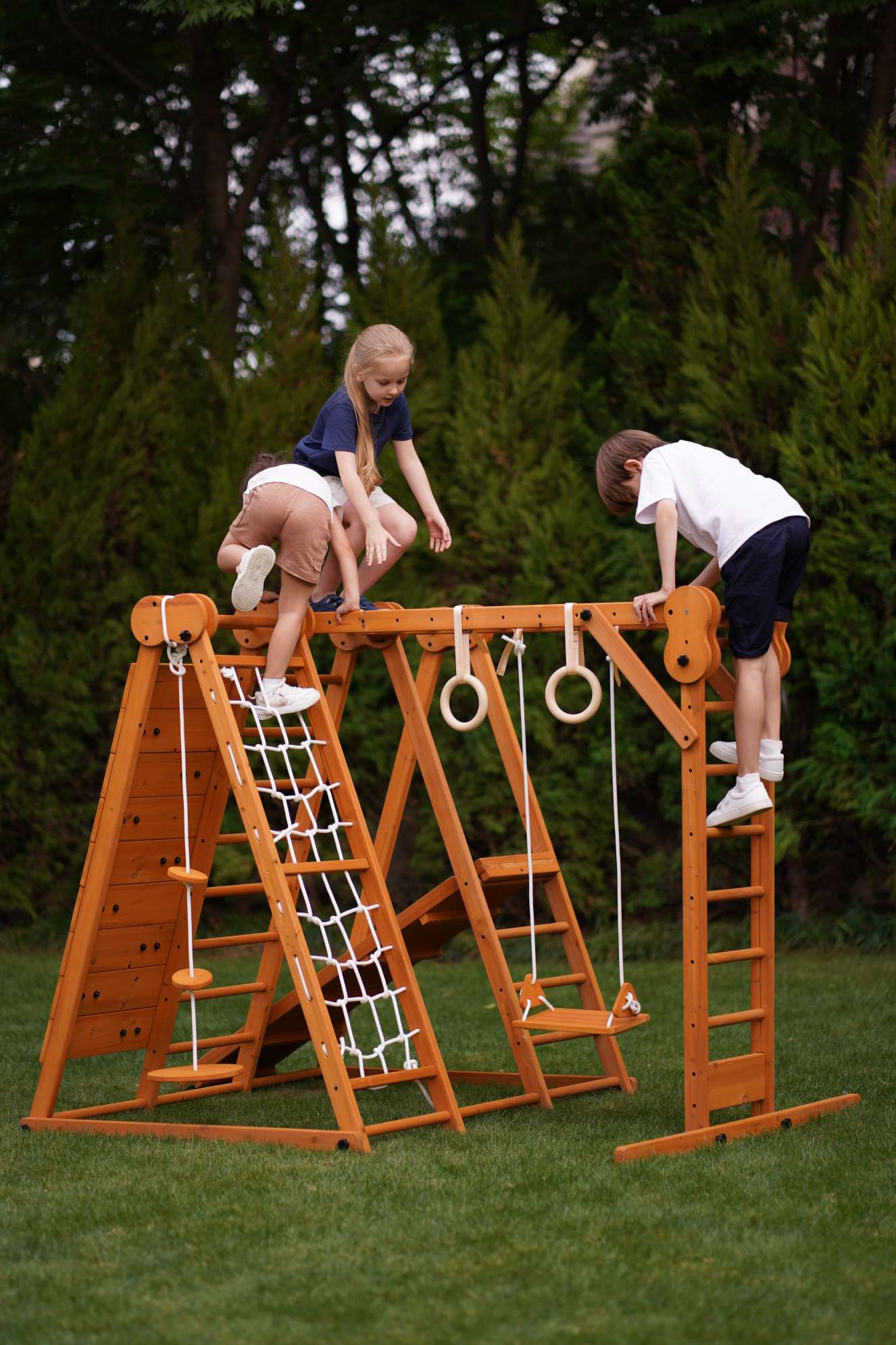 Chestnut - Outdoor and Indoor 8-in-1 Jungle Gym for Toddlers Playset Outdoor Avenlur.com   