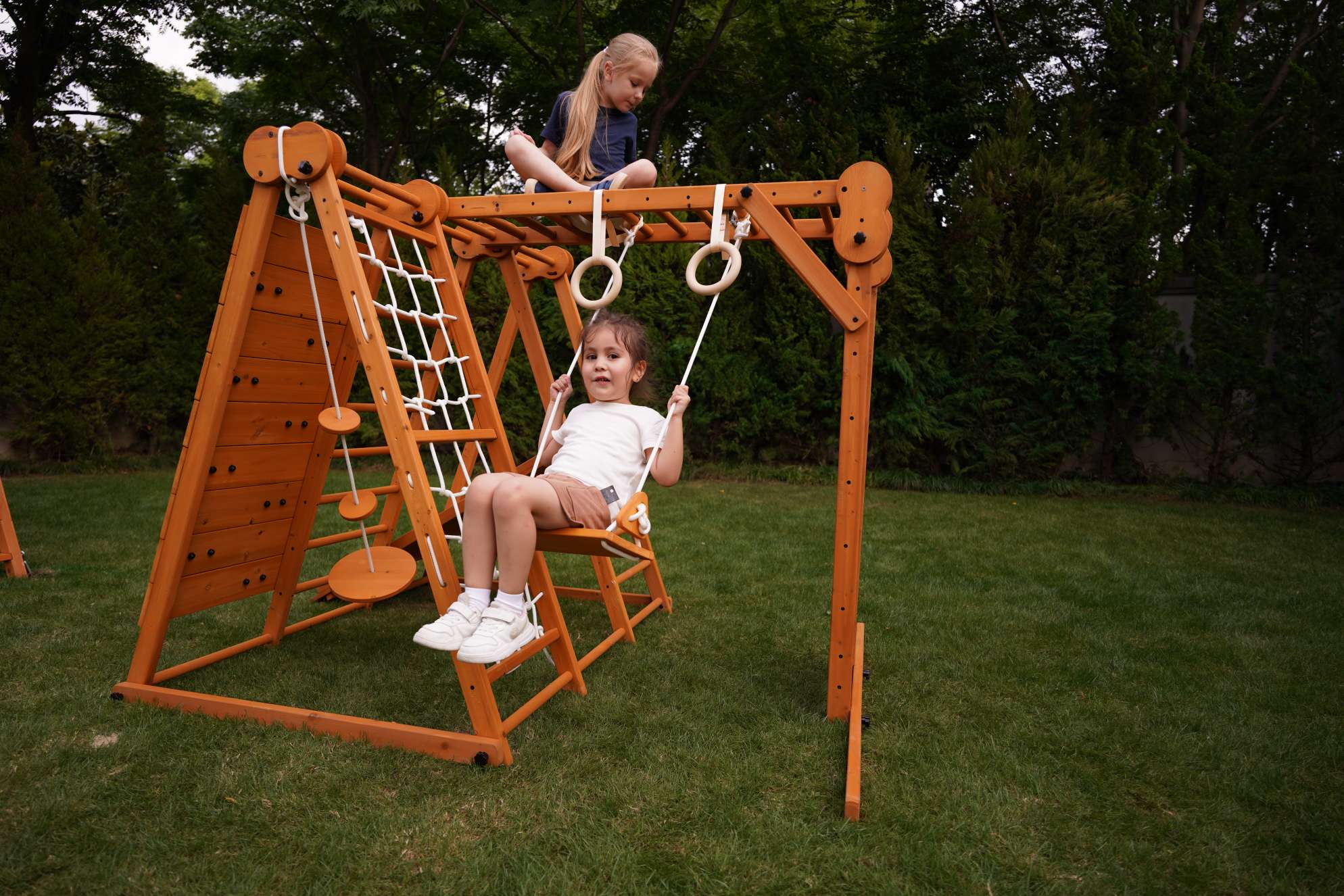 Chestnut - Outdoor and Indoor 8-in-1 Jungle Gym for Toddlers Playset Outdoor Avenlur.com   