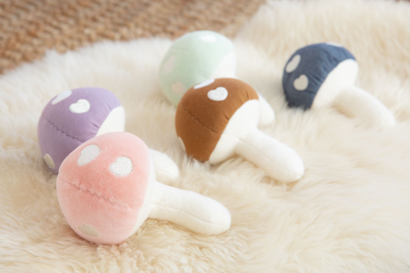 Mushroom Rattle - Pink Velour