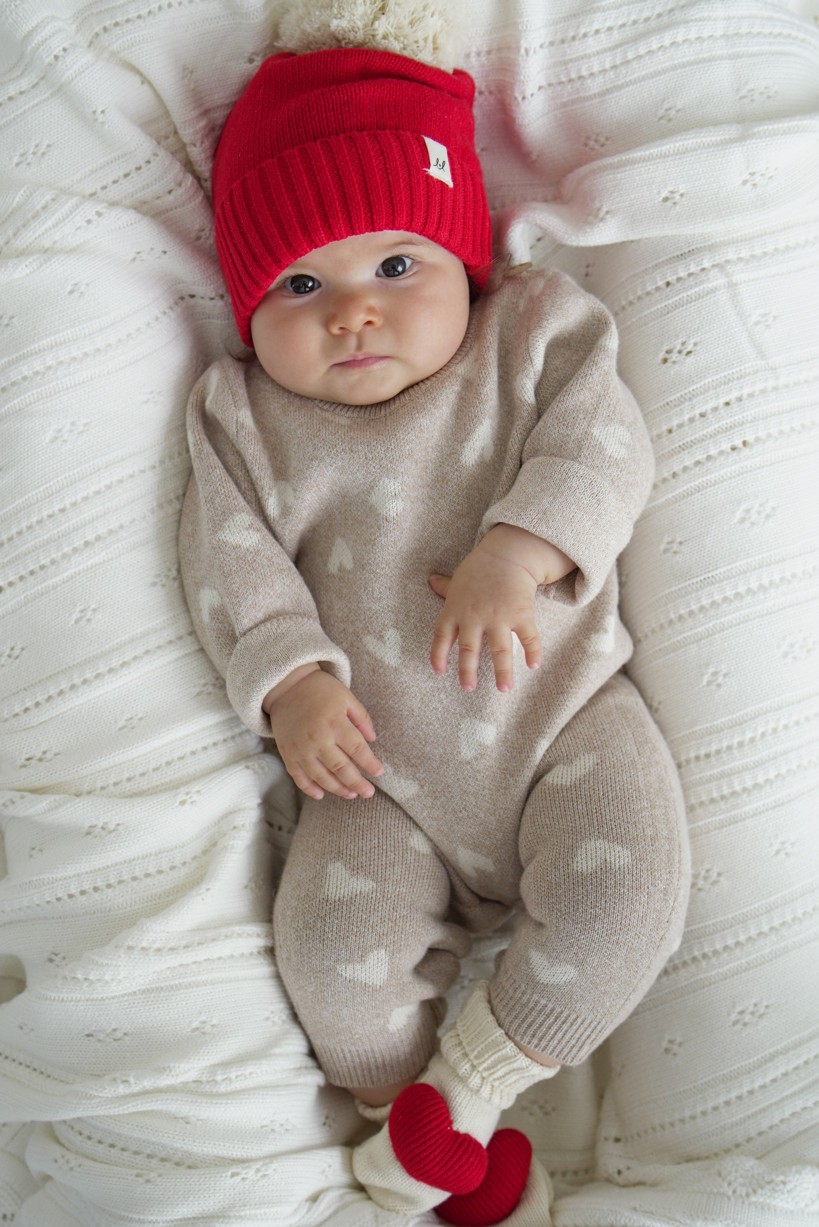 Luna + Luca Pom Beanie - Red