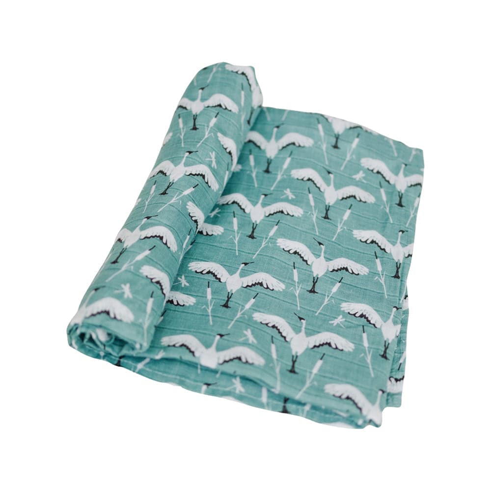 Muslin Swaddle Blanket Oh So Soft Crane Swaddle Blanket Bebe au Lait   