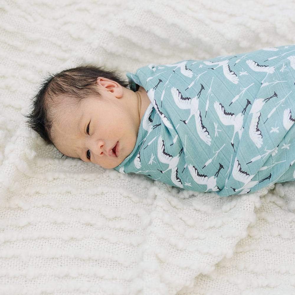 Muslin Swaddle Blanket Oh So Soft Crane Swaddle Blanket Bebe au Lait   