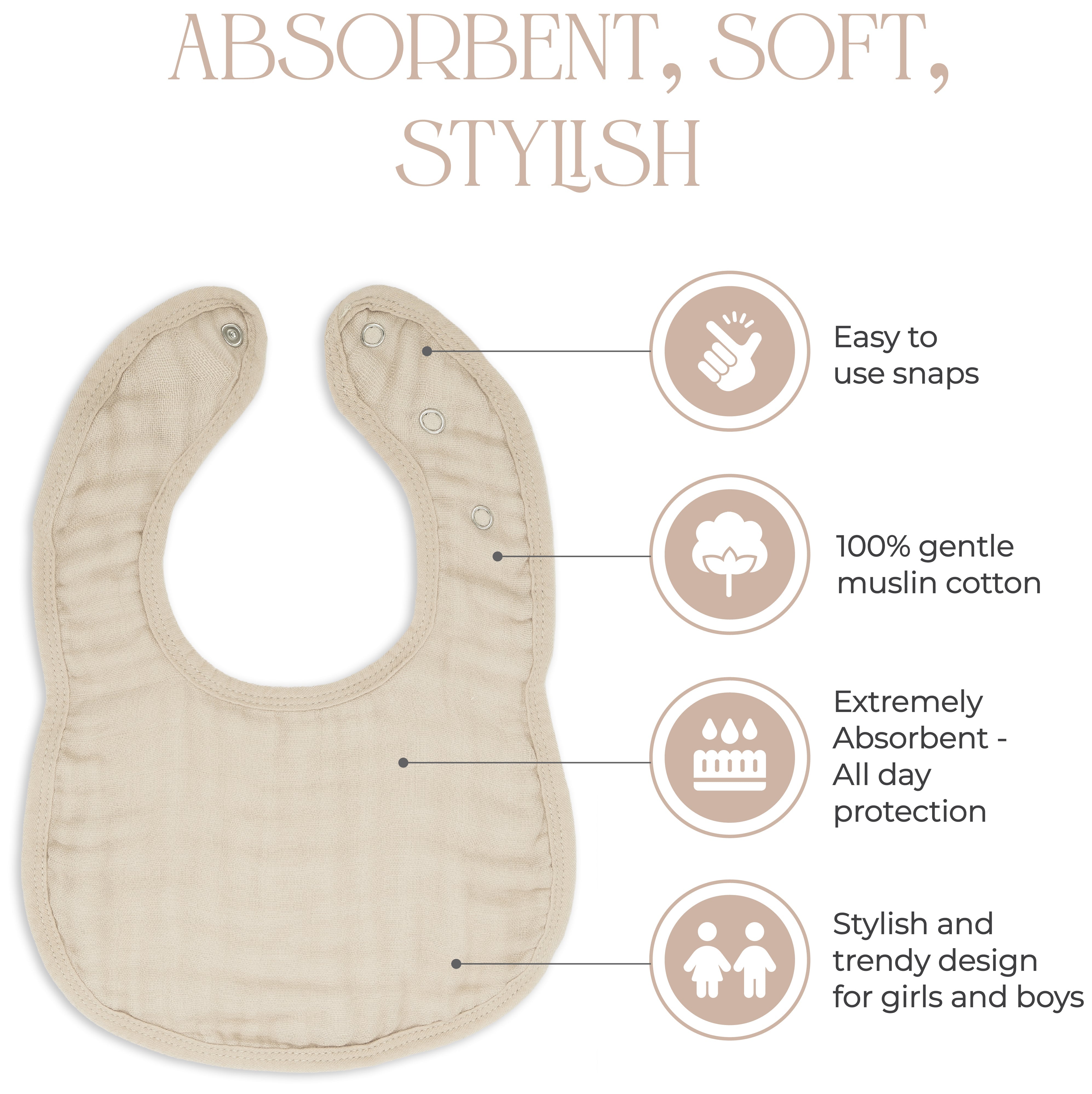 Muslin Bibs by Comfy Cubs - Sand