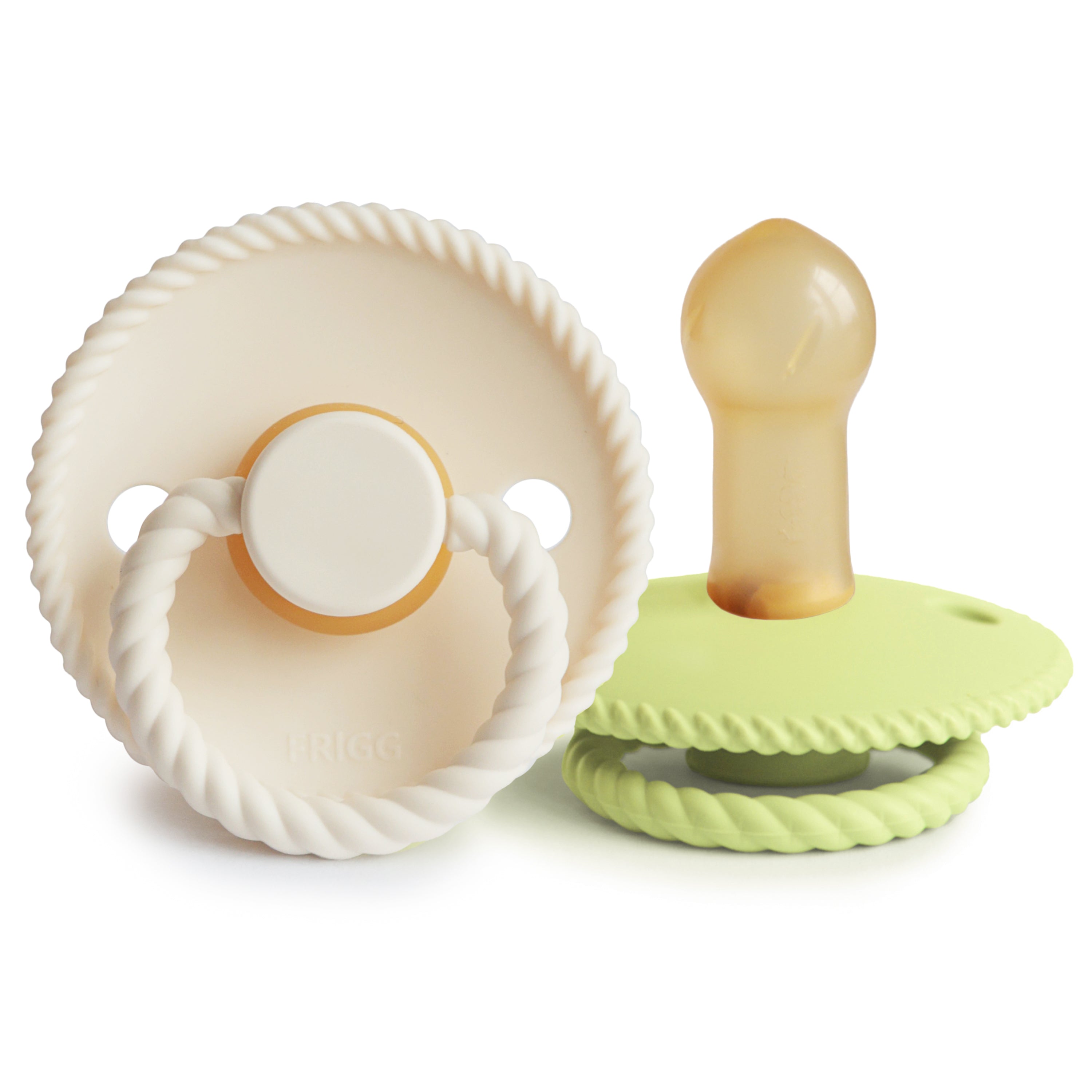 FRIGG Rope Natural Rubber Pacifier 2-Pack FRIGG PACIFIERS Mushie Cream/Green Tea 6-18 months 