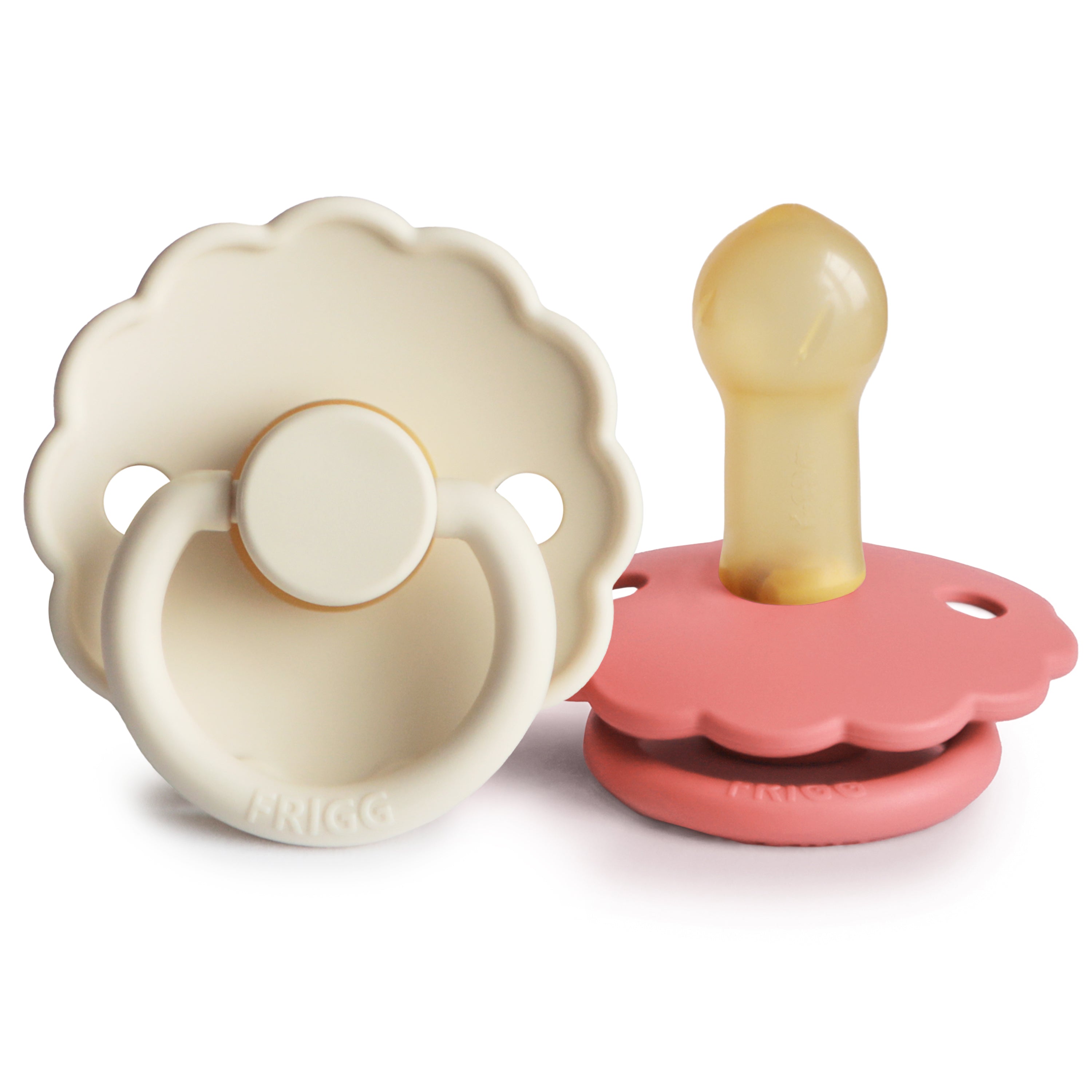 FRIGG Daisy Natural Rubber Pacifier 2-Pack FRIGG PACIFIERS Mushie Cream/Poppy 6-18 months 