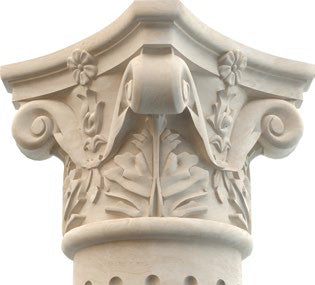 Crema Marfil Marble Corinthian Greek Hand-carved Column (W)20" (L)20" (H)109"