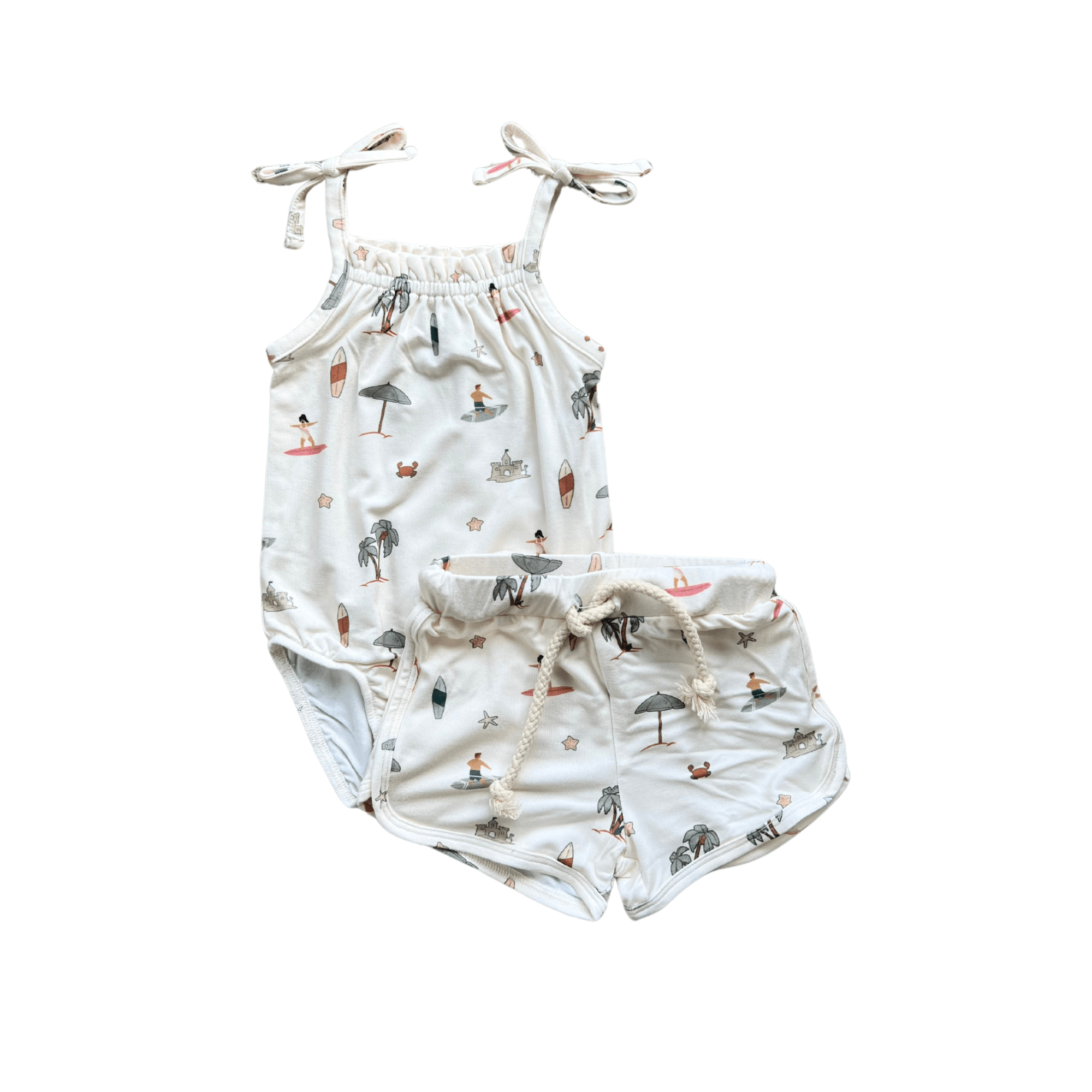 Baby Girl Tie Tank Bodysuit & Shorts Set