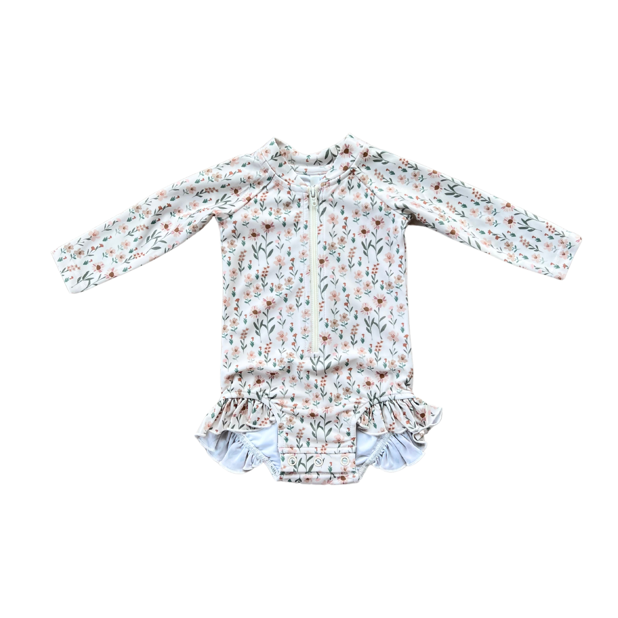 Girl's One-Piece Ruffle Rash Guard Swimsuit