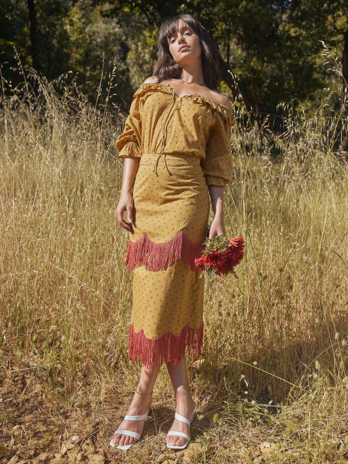 Liliana Peasant Top - Honeycomb/Mini Rose Floral - FINAL SALE