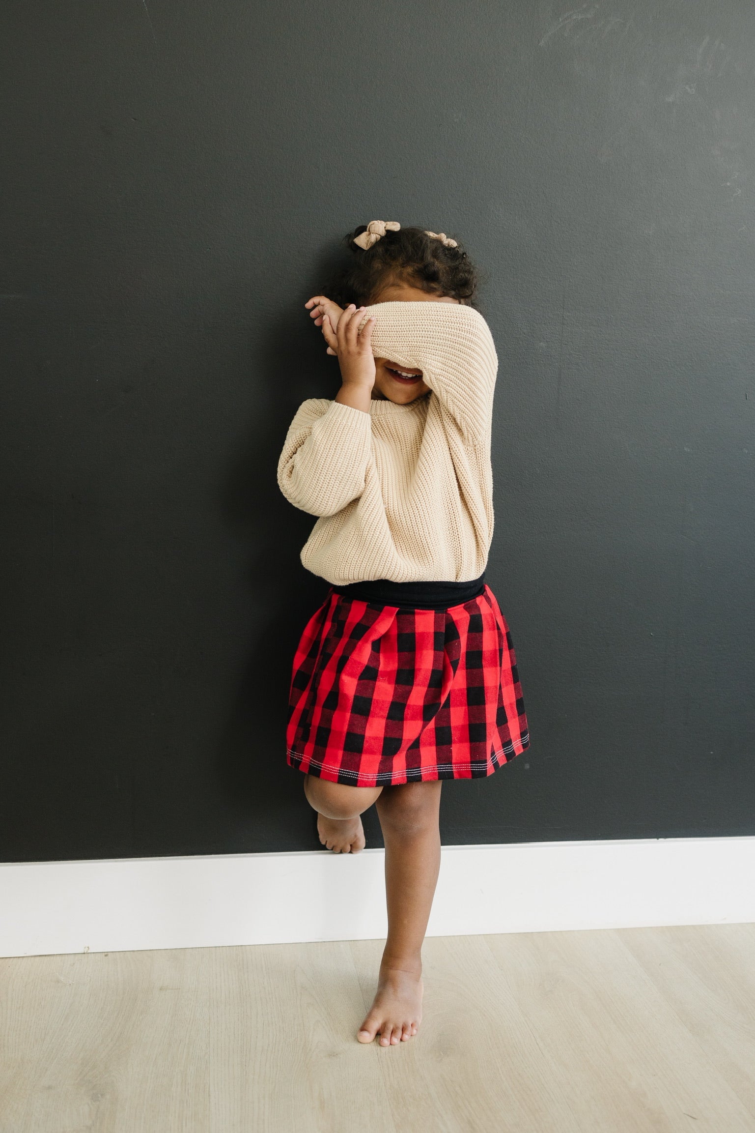 Red & Black Check Skirt - black waistband Skirt doodle & jack   