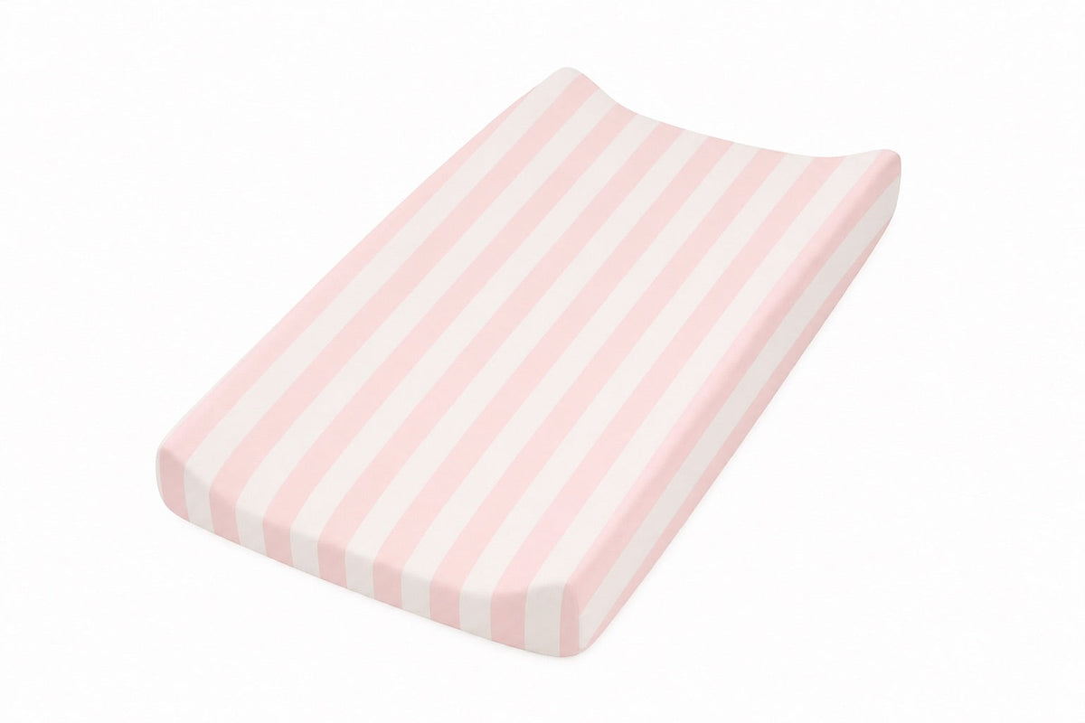 Pink White Stripe Changing Pad Cover