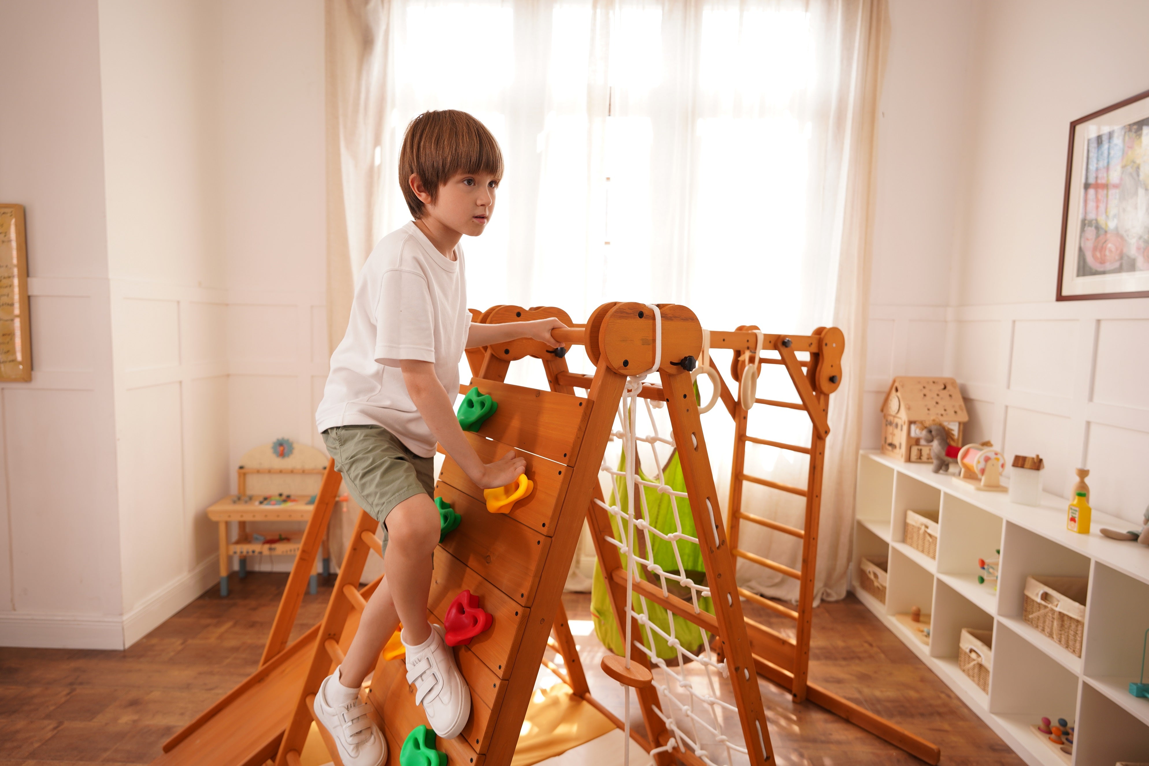 Chestnut - Outdoor and Indoor 8-in-1 Jungle Gym for Toddlers Playset Outdoor Avenlur.com   