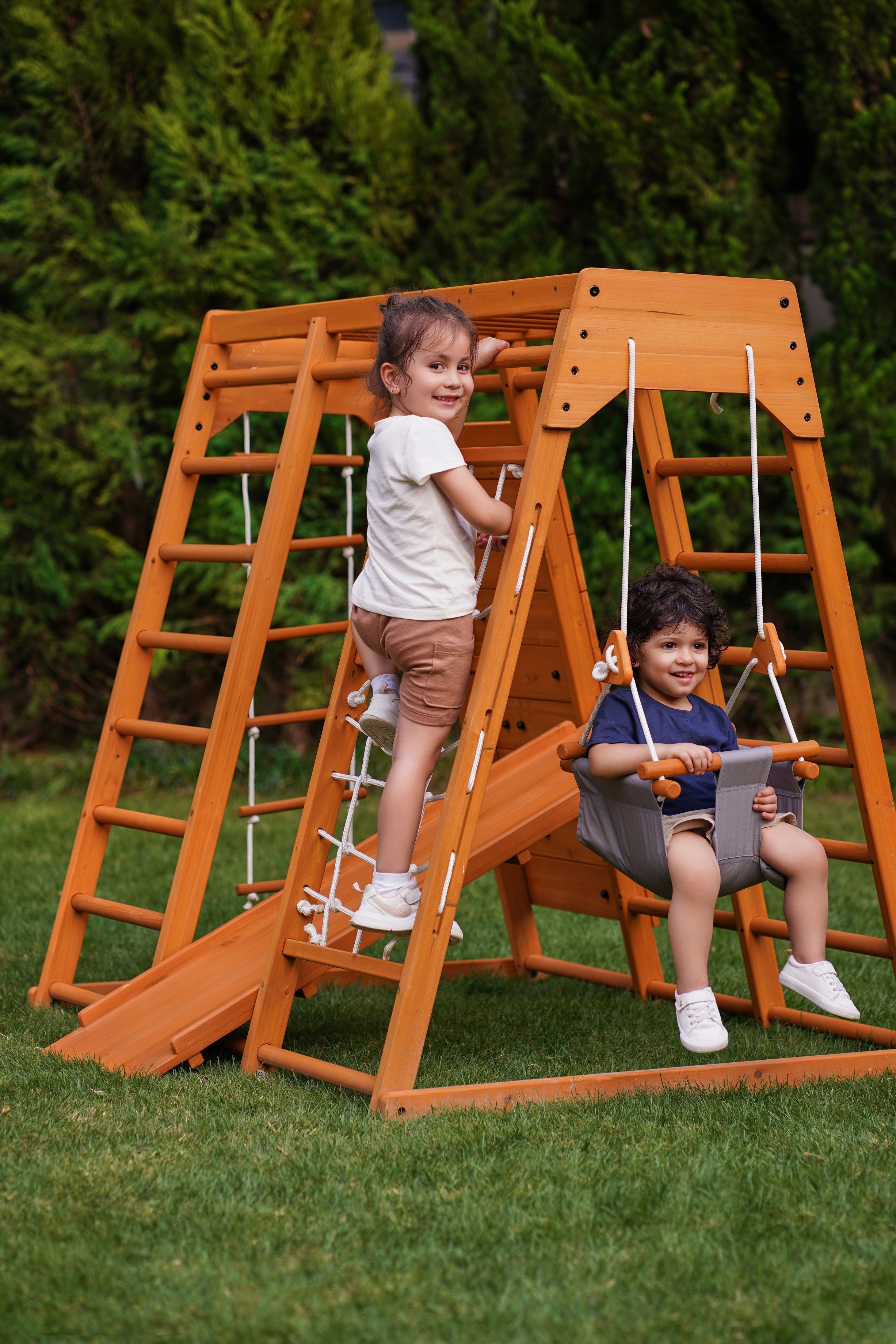 Magnolia - Outdoor and Indoor - Real Wood 7-in-1 Playset Outdoor Avenlur.com   