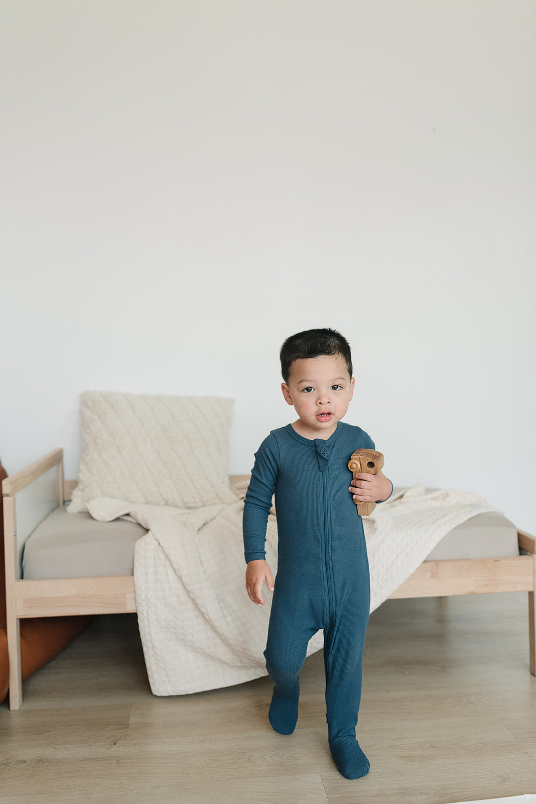 Navy Organic Cotton Ribbed Zipper  Mebie Baby   