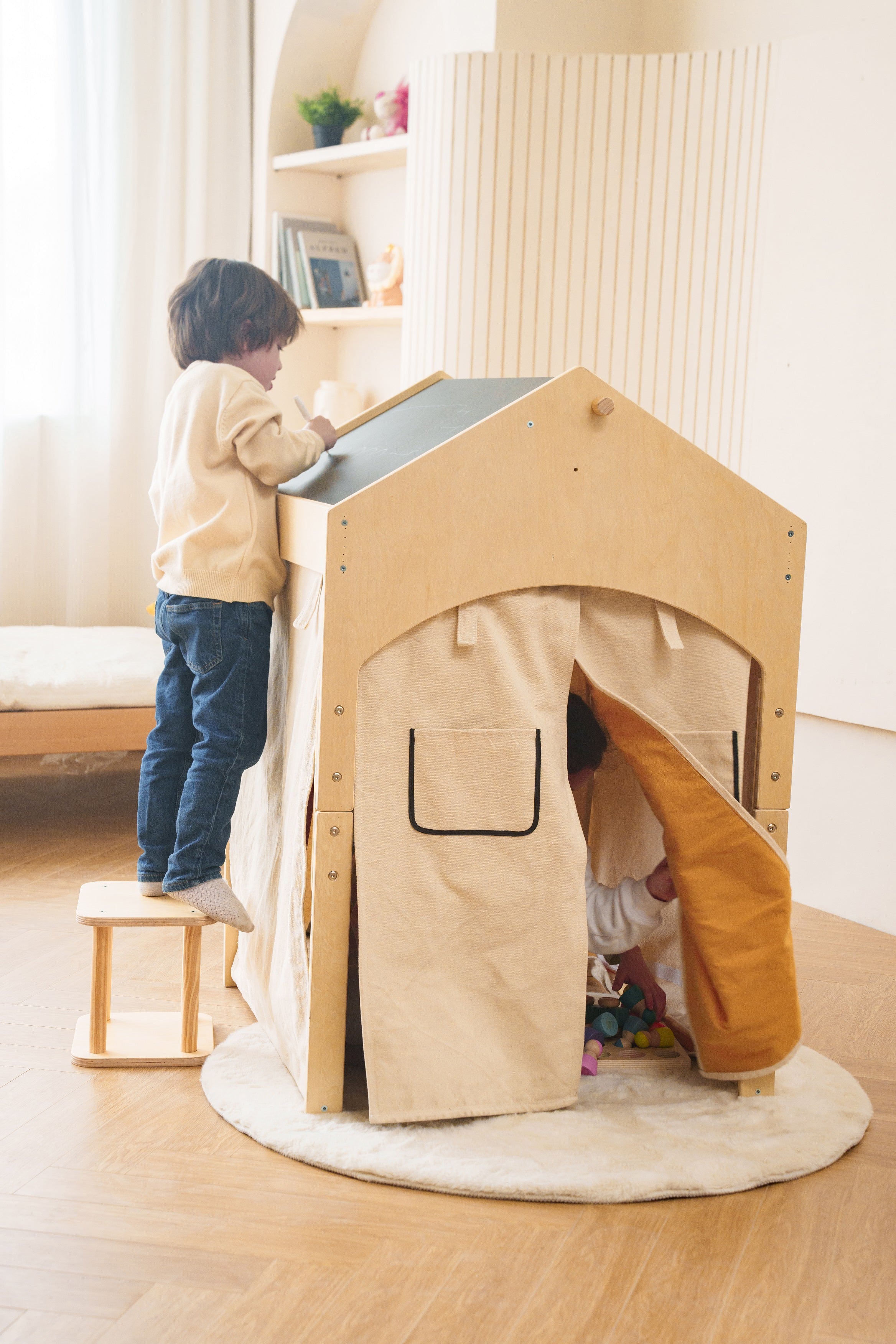 Ash - Wood Adjustable Learning Tent with Desk and Chair Indoor Avenlur.com   