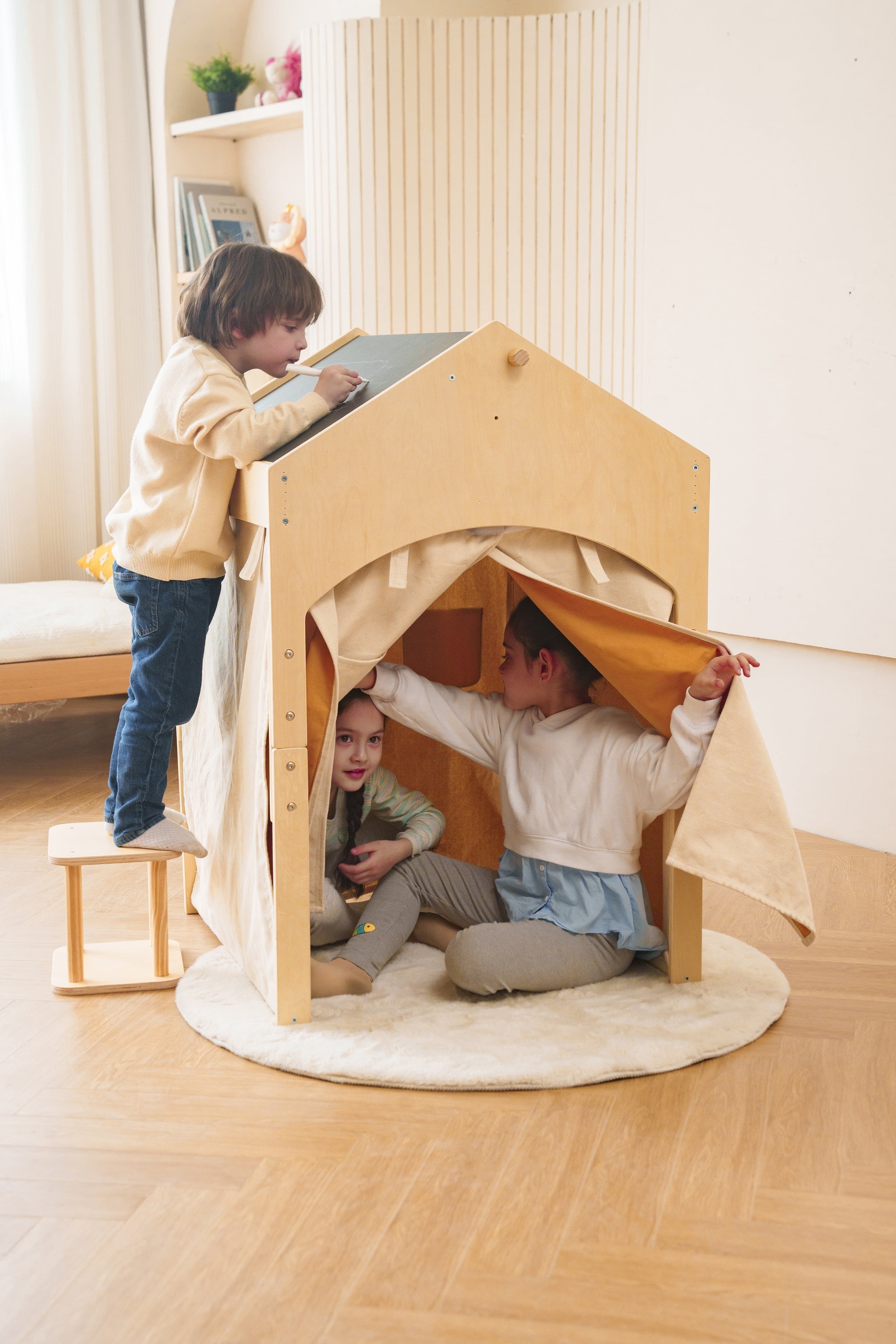 Ash - Wood Adjustable Learning Tent with Desk and Chair Indoor Avenlur.com   