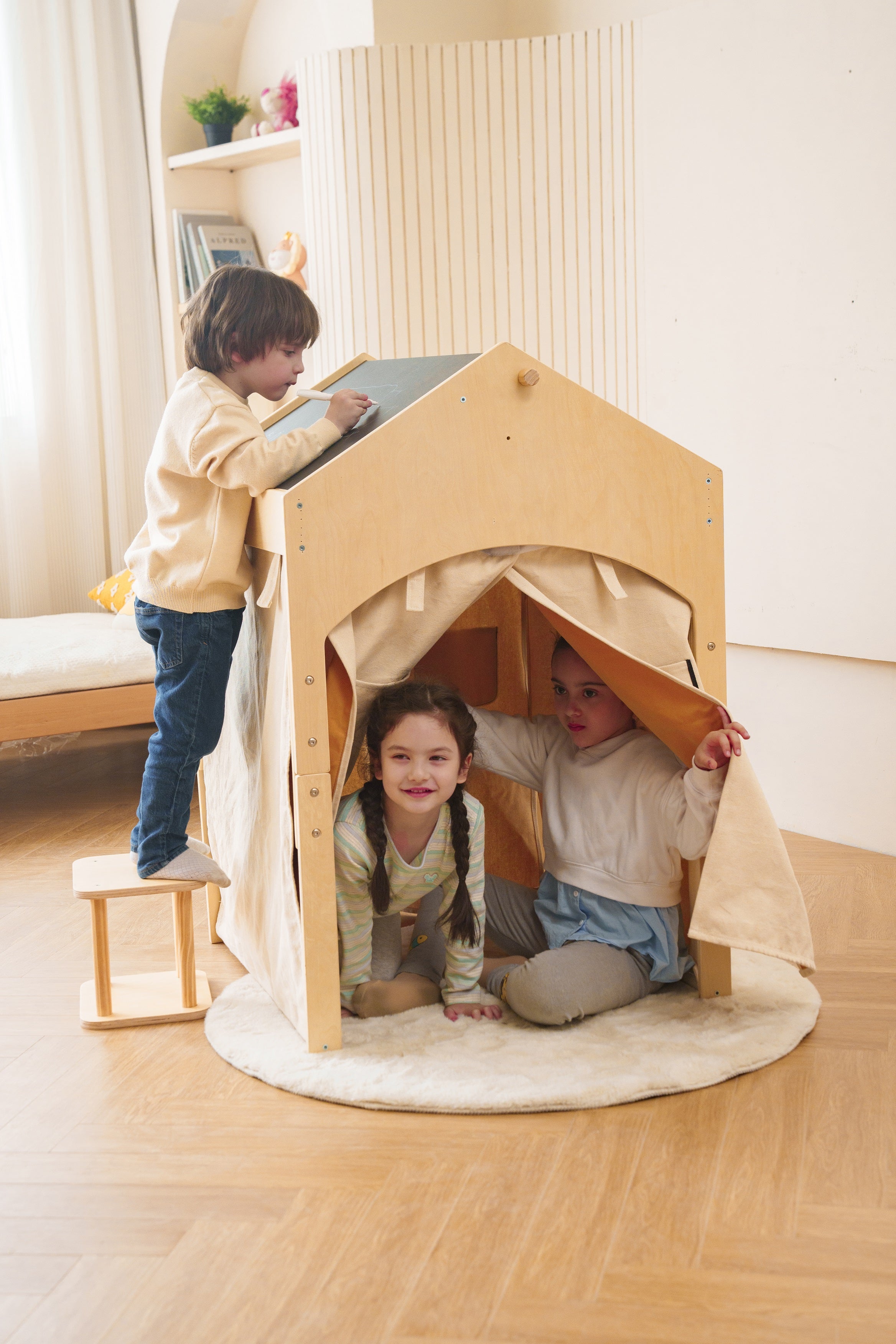 Ash - Wood Adjustable Learning Tent with Desk and Chair Indoor Avenlur.com   