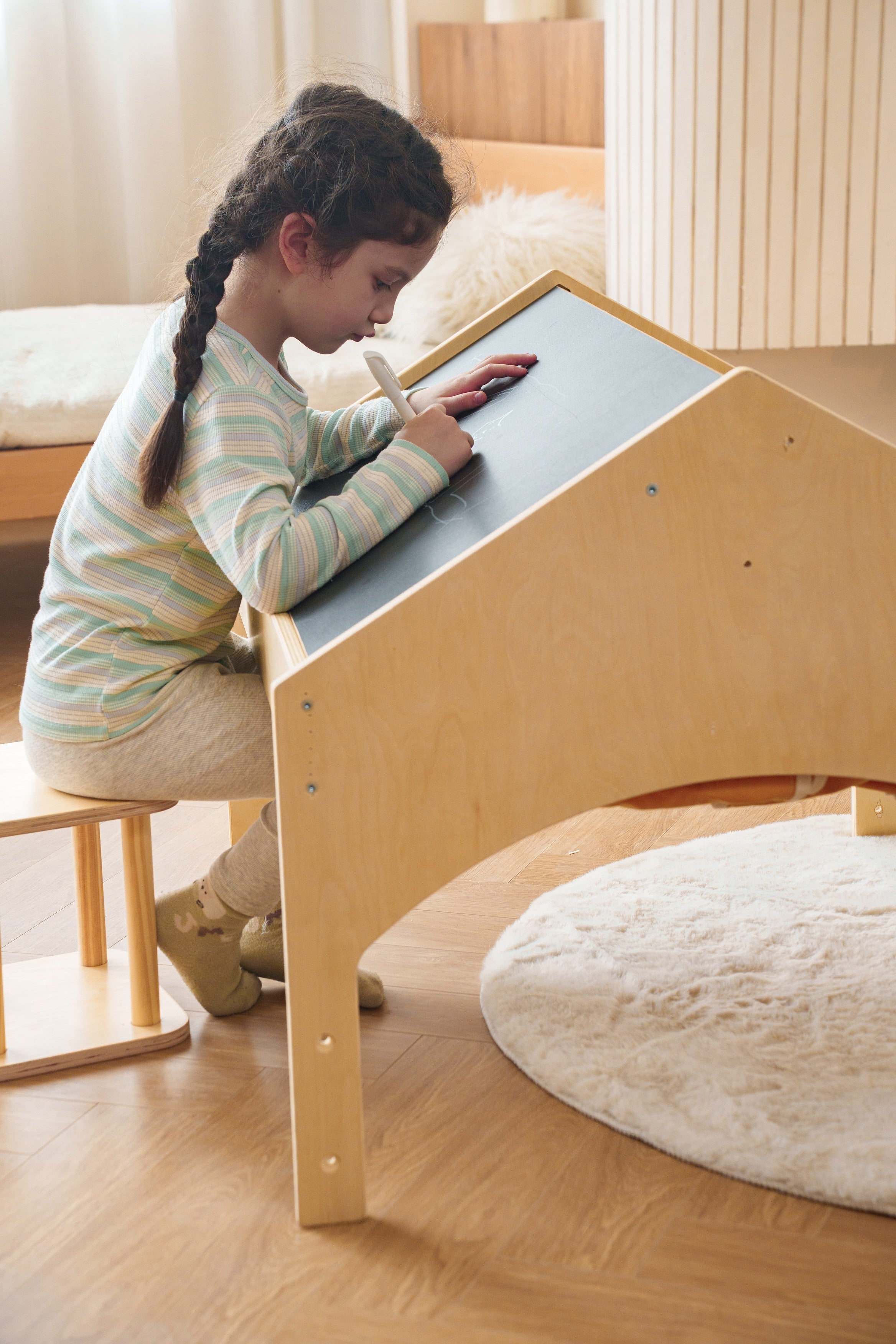 Ash - Wood Adjustable Learning Tent with Desk and Chair Indoor Avenlur.com   