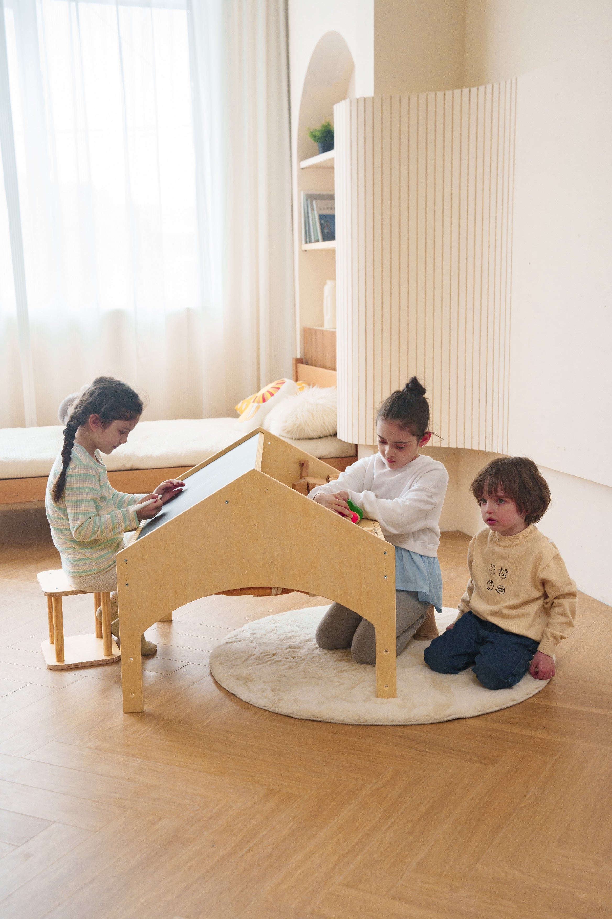 Ash - Wood Adjustable Learning Tent with Desk and Chair Indoor Avenlur.com   