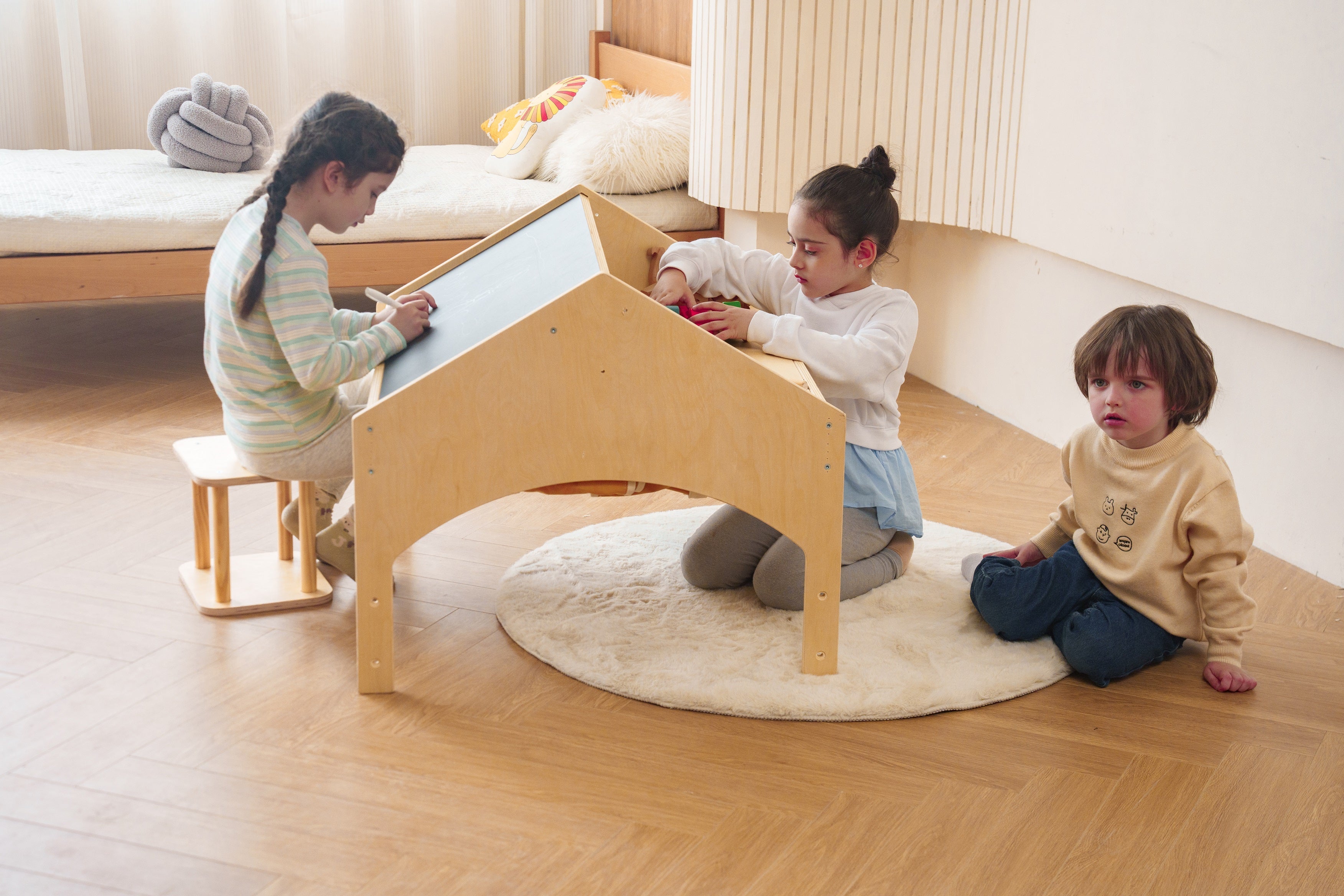 Ash - Wood Adjustable Learning Tent with Desk and Chair Indoor Avenlur.com   