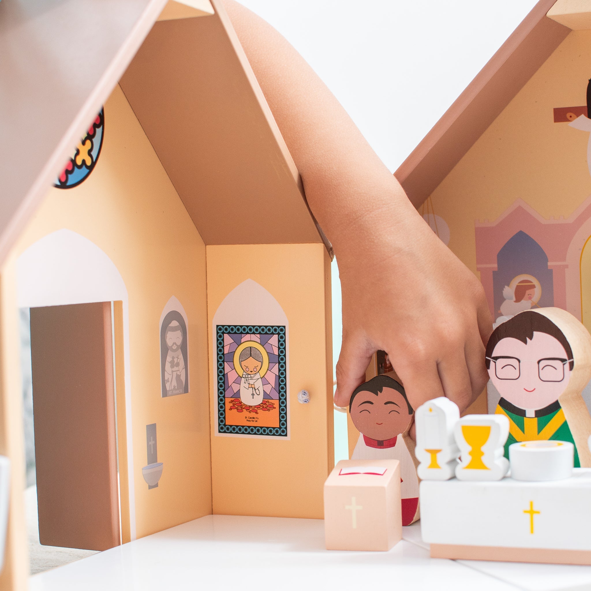 Wooden Catholic Church Playset