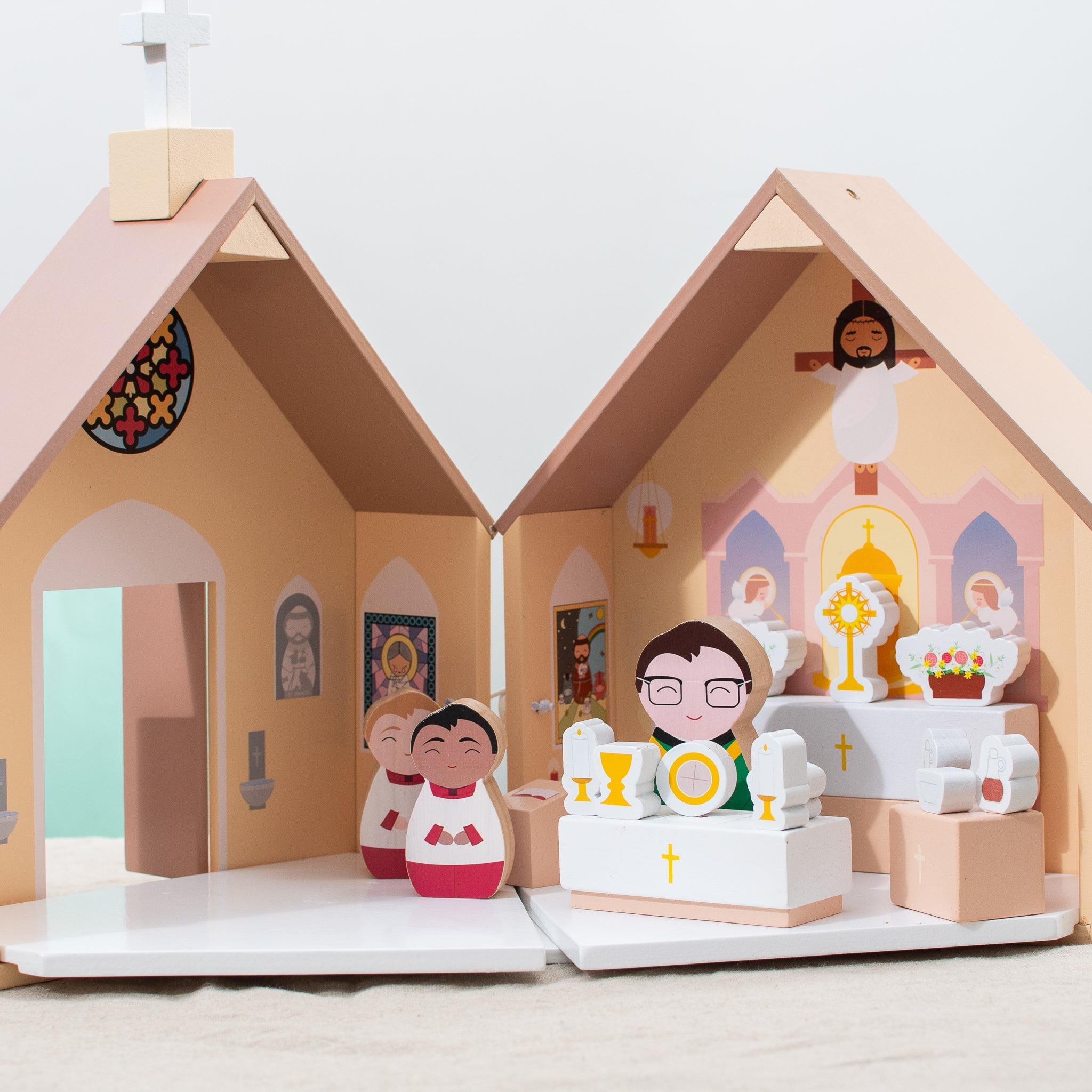 Wooden Catholic Church Playset