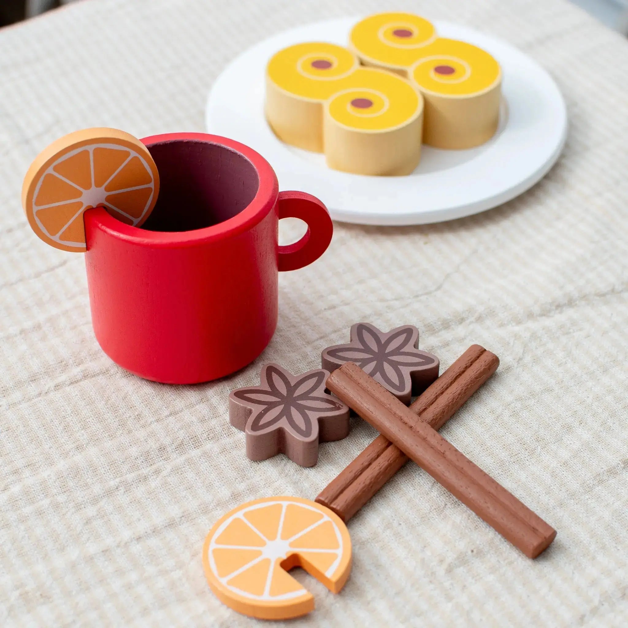 St. Lucia Buns (Lussekatter) & Swedish Glogg Wooden Play Food Set- Mini Catholic Kitchen