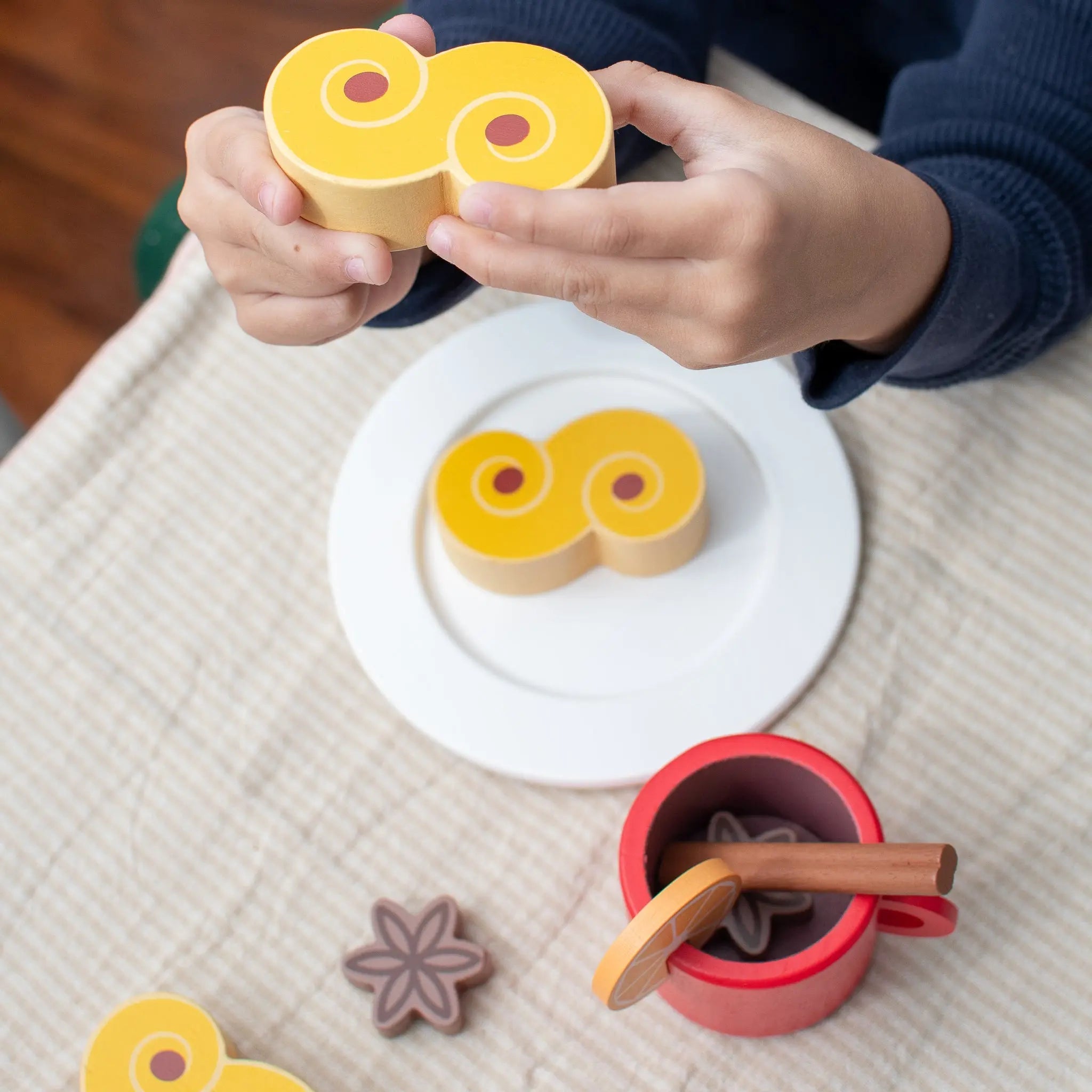 St. Lucia Buns (Lussekatter) & Swedish Glogg Wooden Play Food Set- Mini Catholic Kitchen