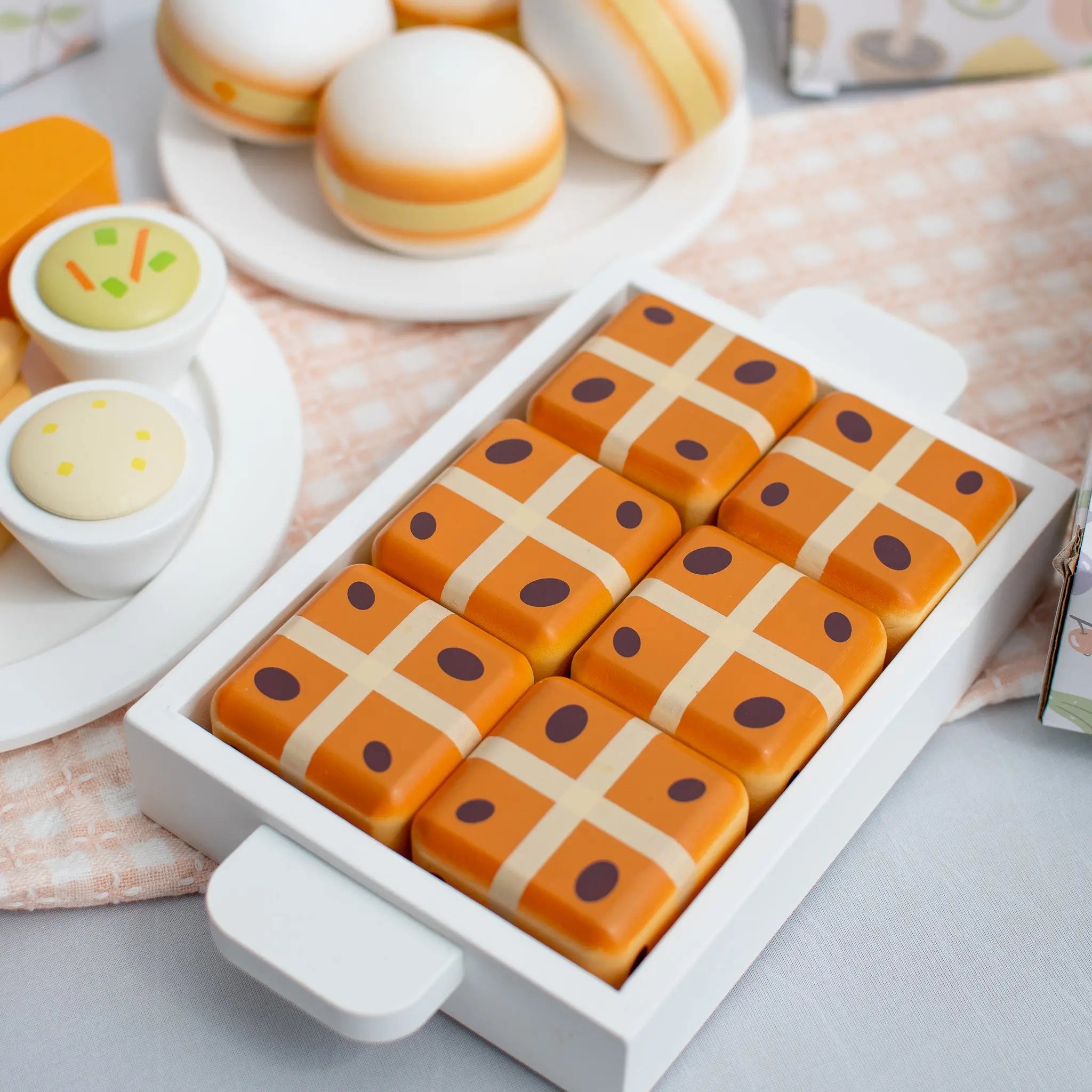 Hot Cross Buns Wooden Play Food Set- Mini Catholic Kitchen