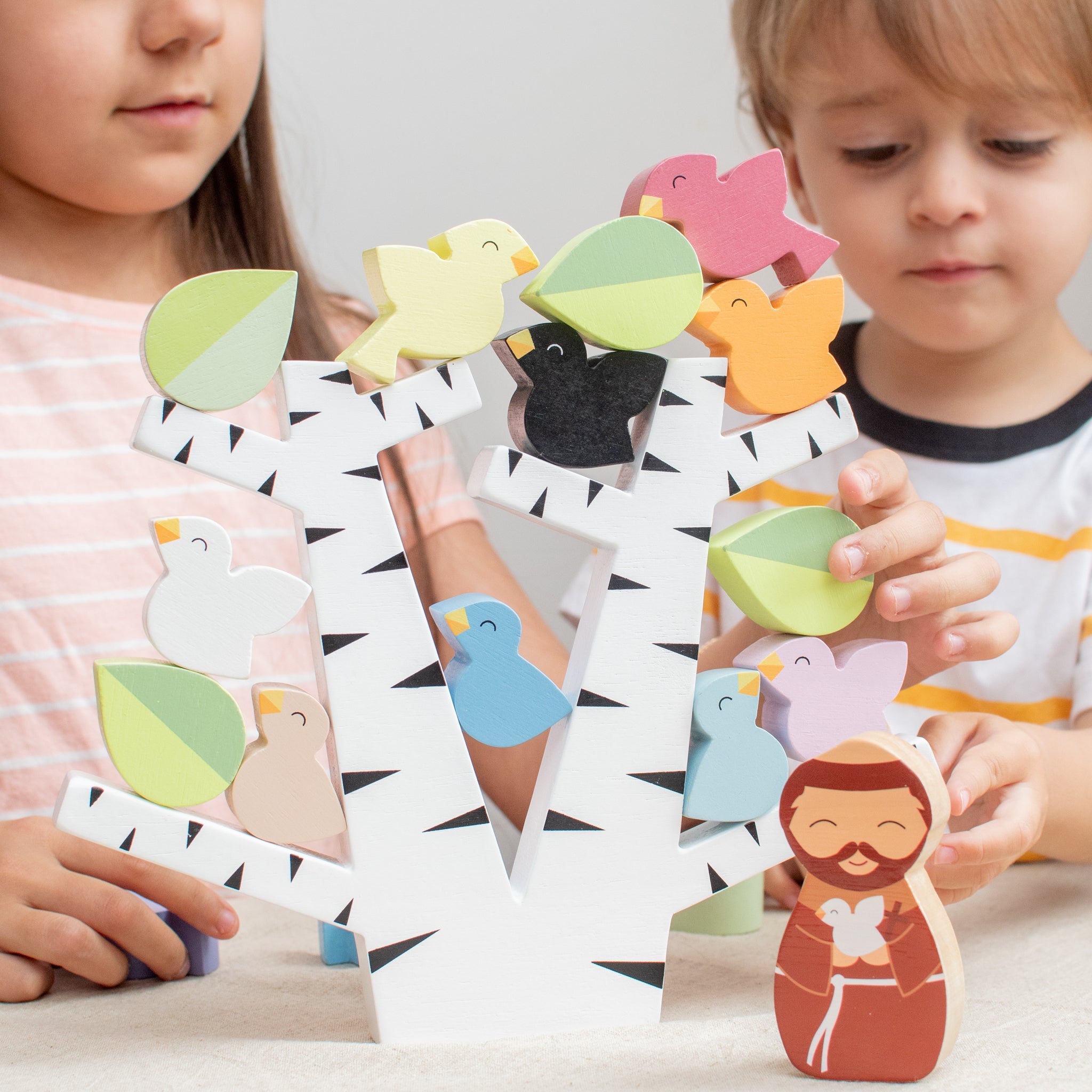 St. Francis Preaches to the Birds Wooden Stacking Toy