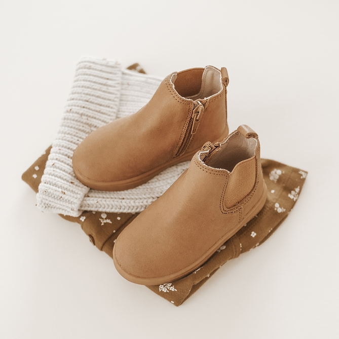 Leather Chelsea Boot | Color 'Sand' | Soft Sole  Consciously Baby   