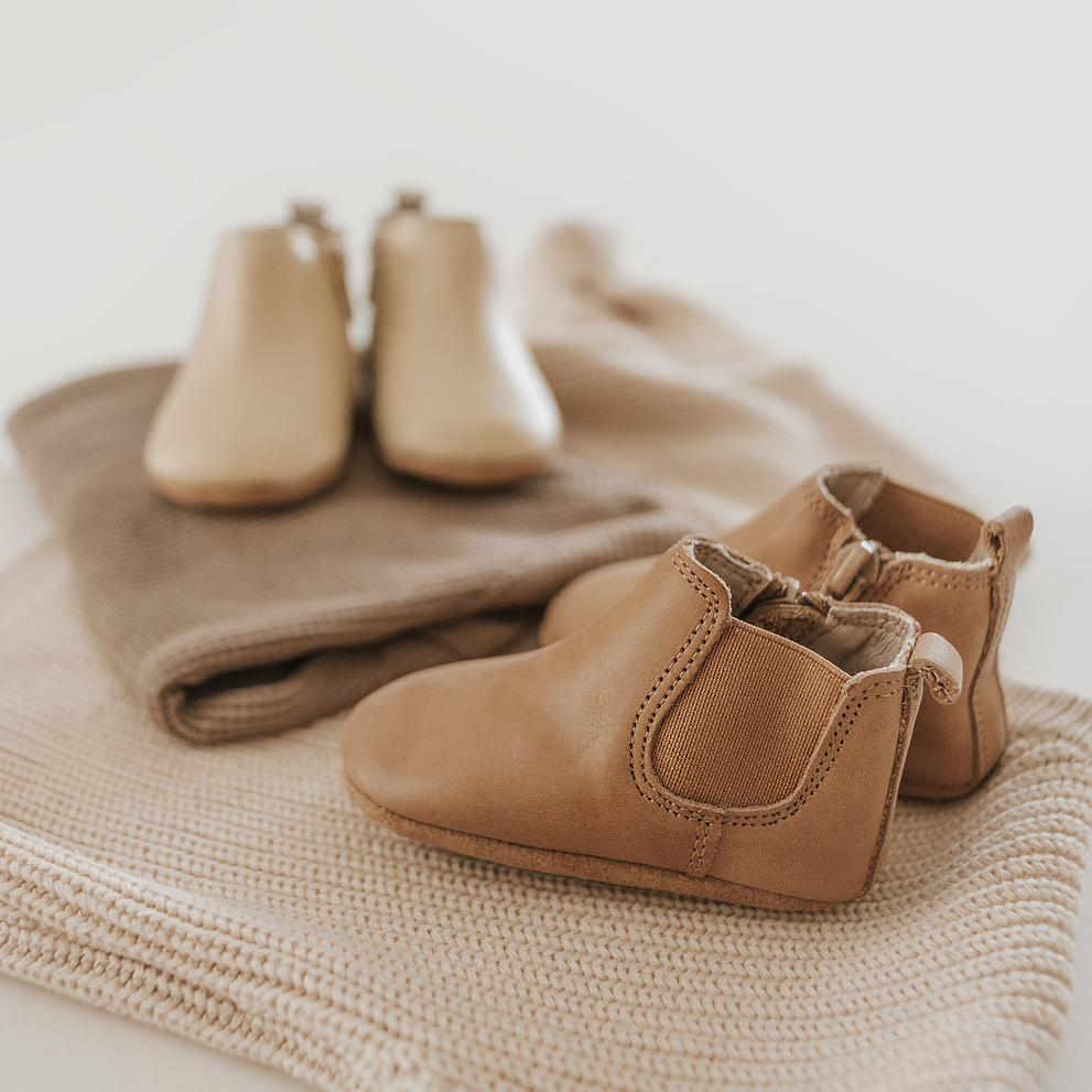 Leather Chelsea Boot | Color 'Sand' | Soft Sole  Consciously Baby   