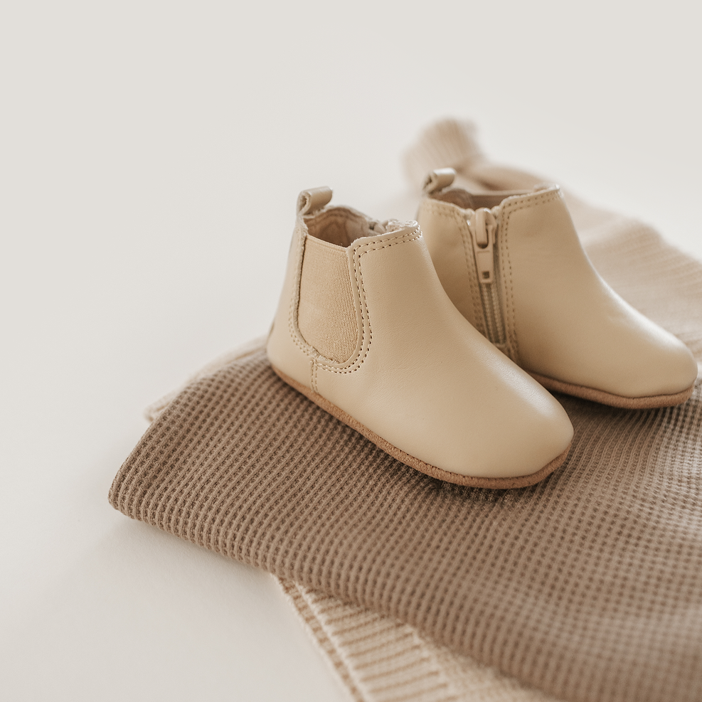 Leather Chelsea Boot | Color 'Bone' | Soft Sole  Consciously Baby   