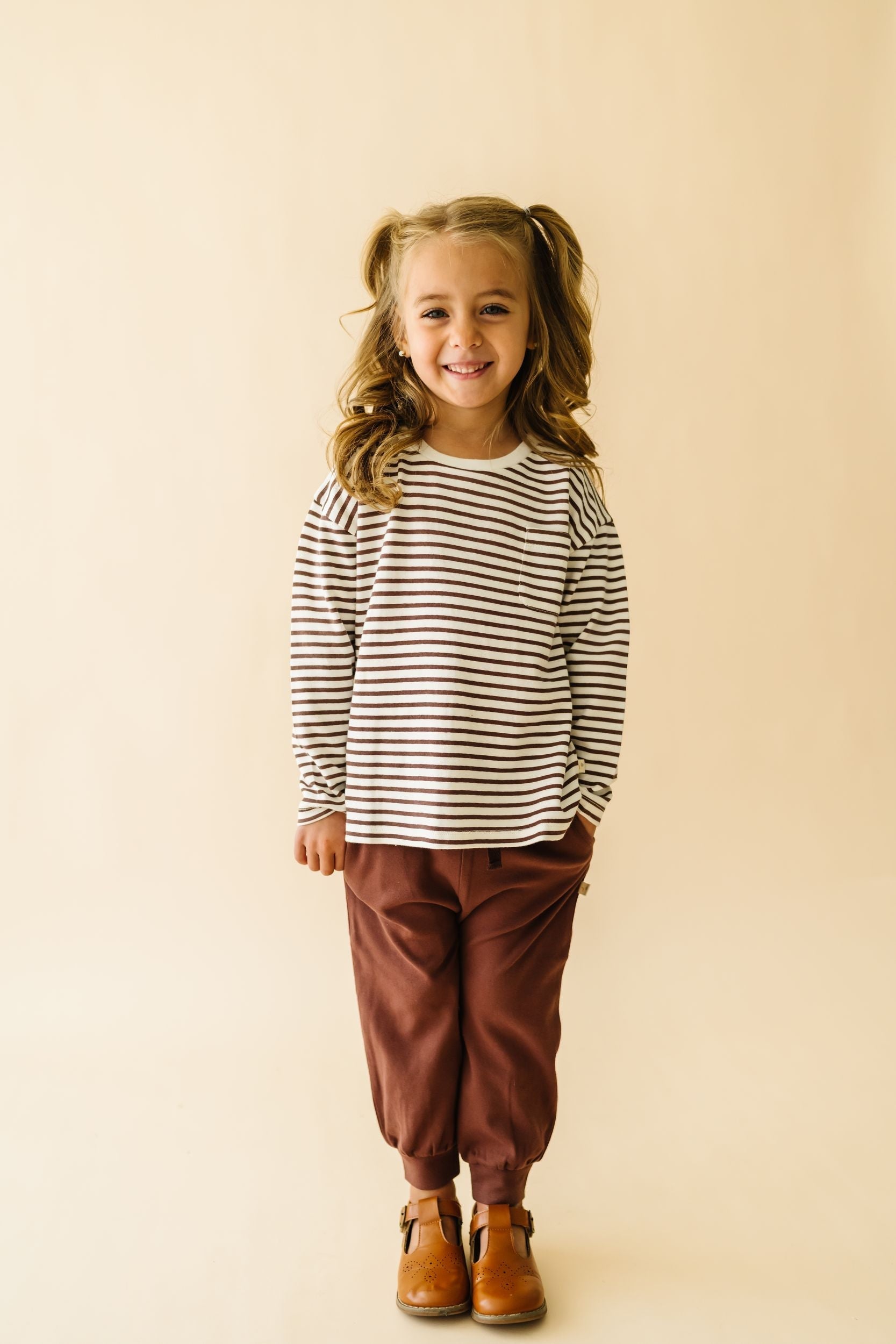 Organic Long Sleeve Tee & Pant Set - Plum Stripes