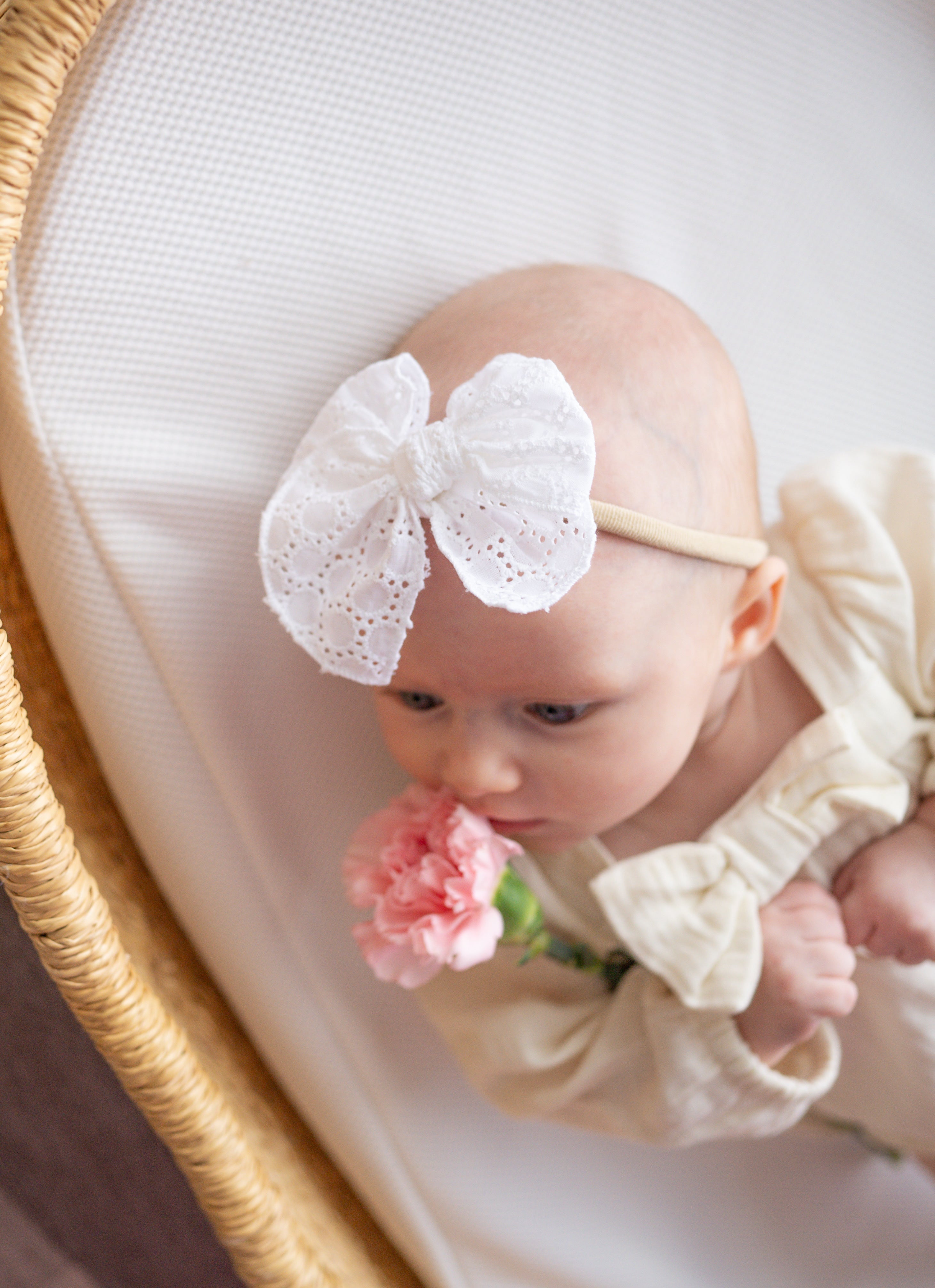 White Eyelet | Petite Party Bow