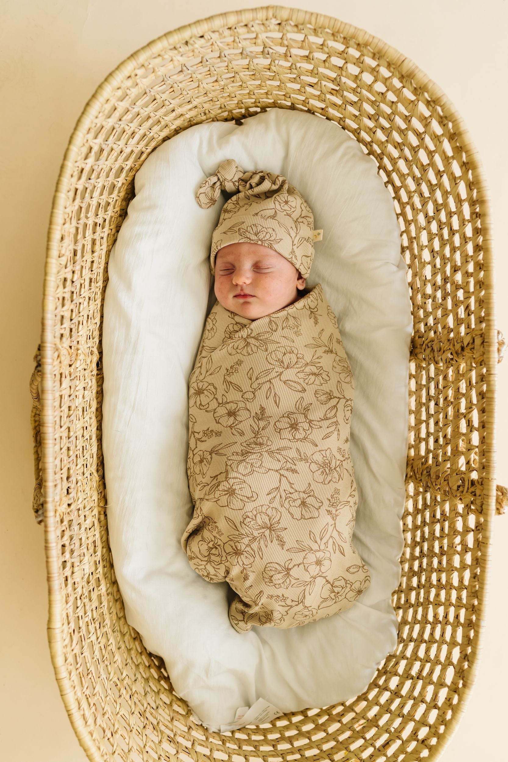 Organic Swaddle Blanket & Hat - Vintage Bloom