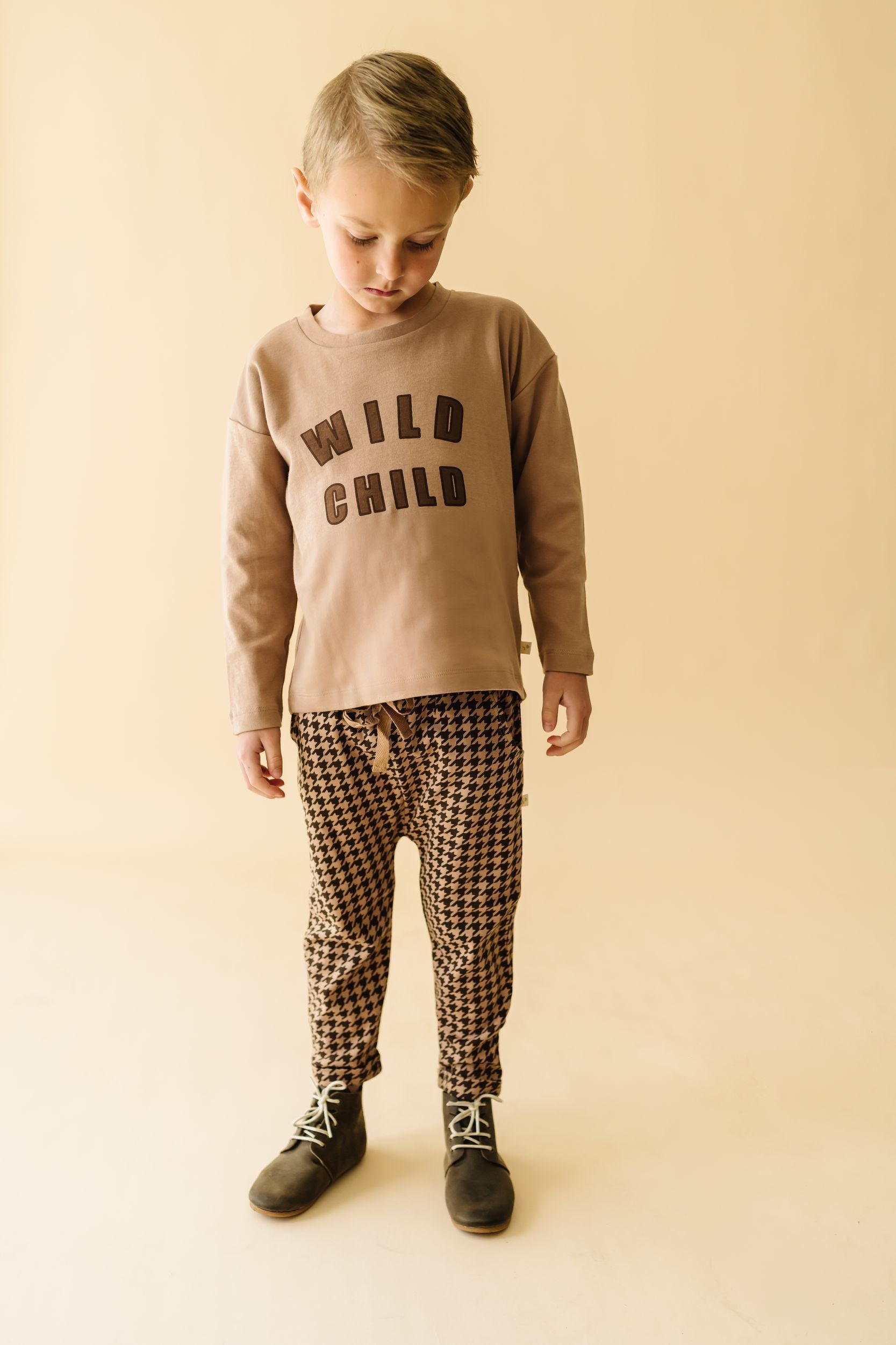 Organic Long Sleeve Tee & Pant Set - Wild Child Placement Tee