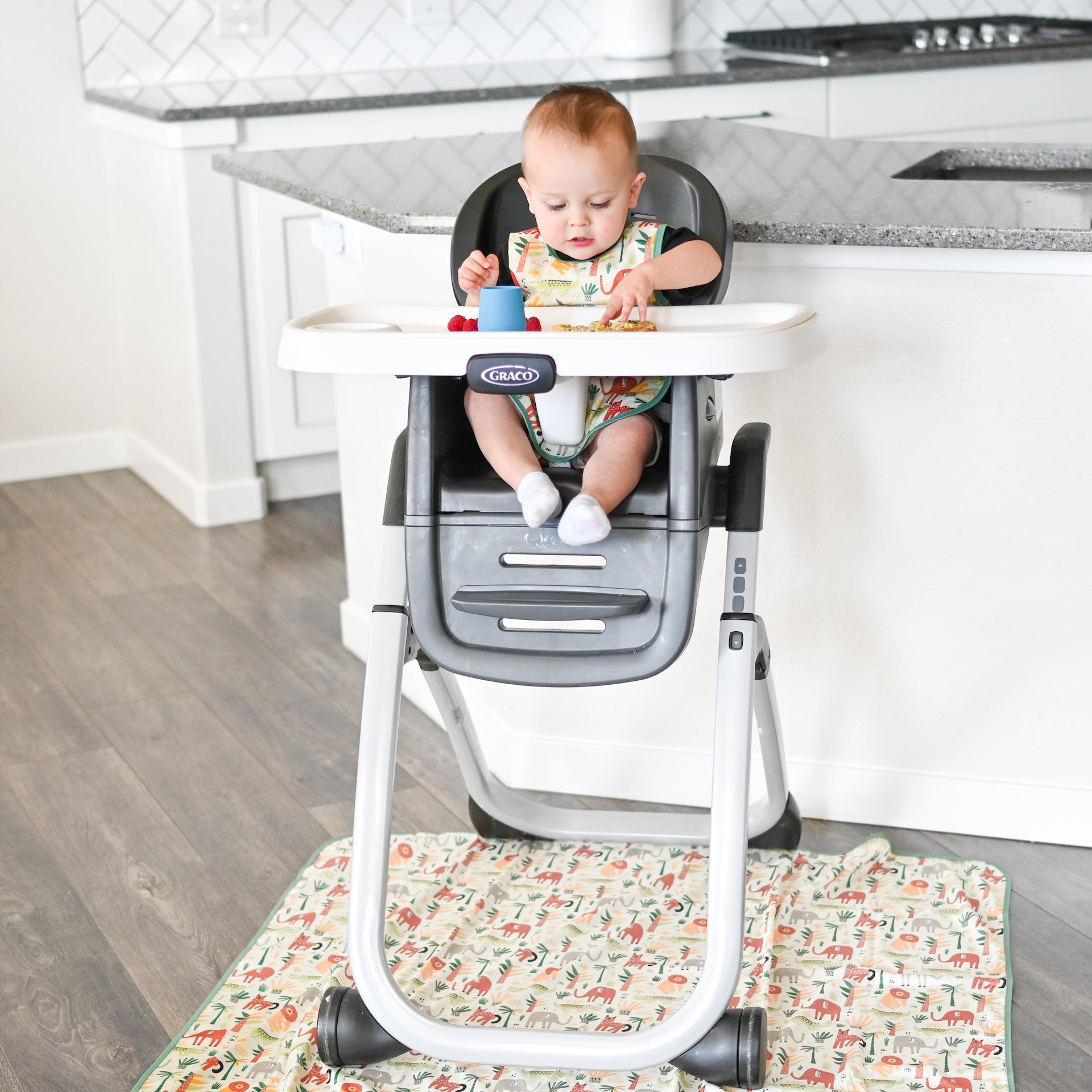 Safari Splash Mat - A Waterproof Catch-All for Highchair Spills and More!  BapronBaby   