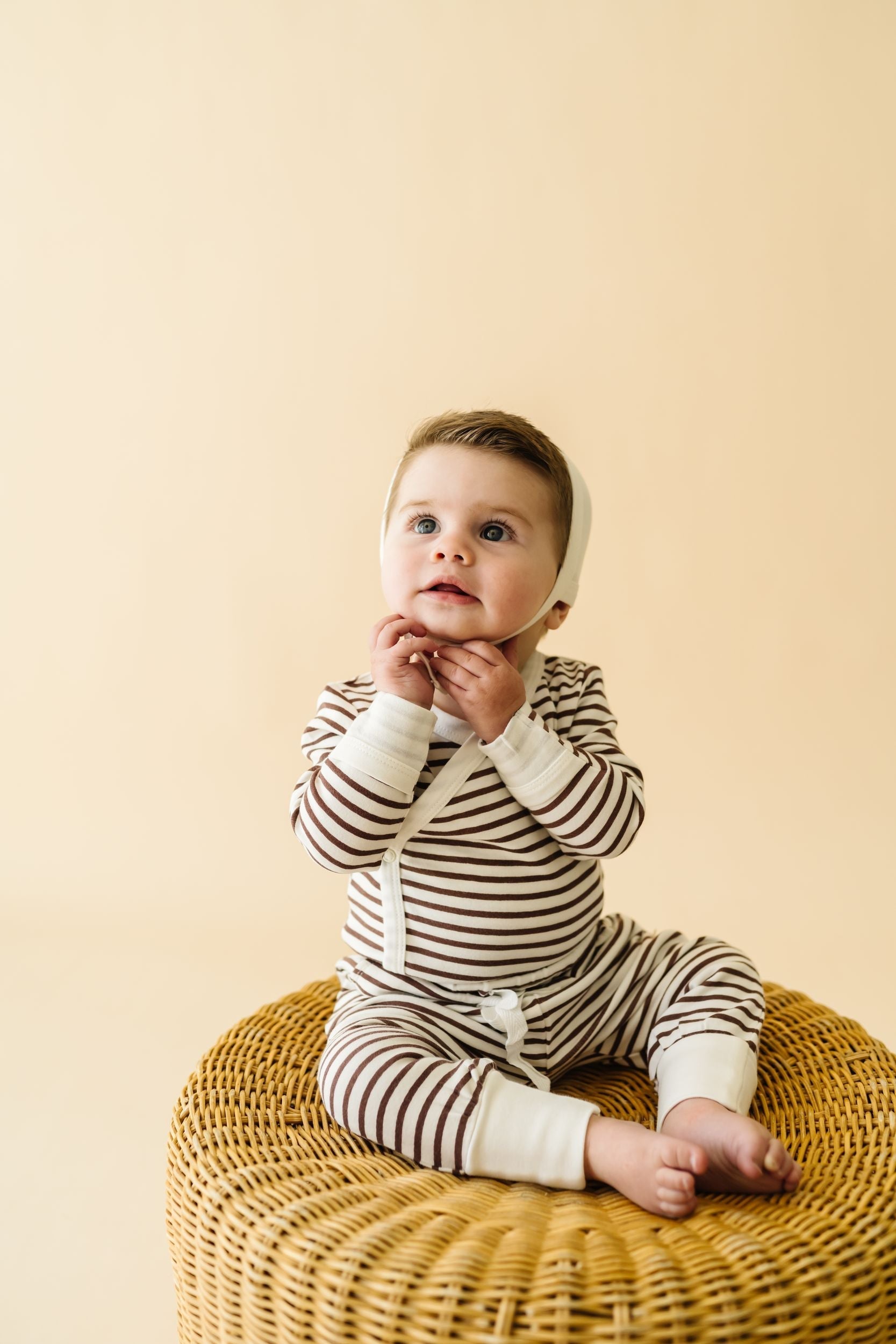 Organic Kimono Onesie & Pants Set - Plum Stripes