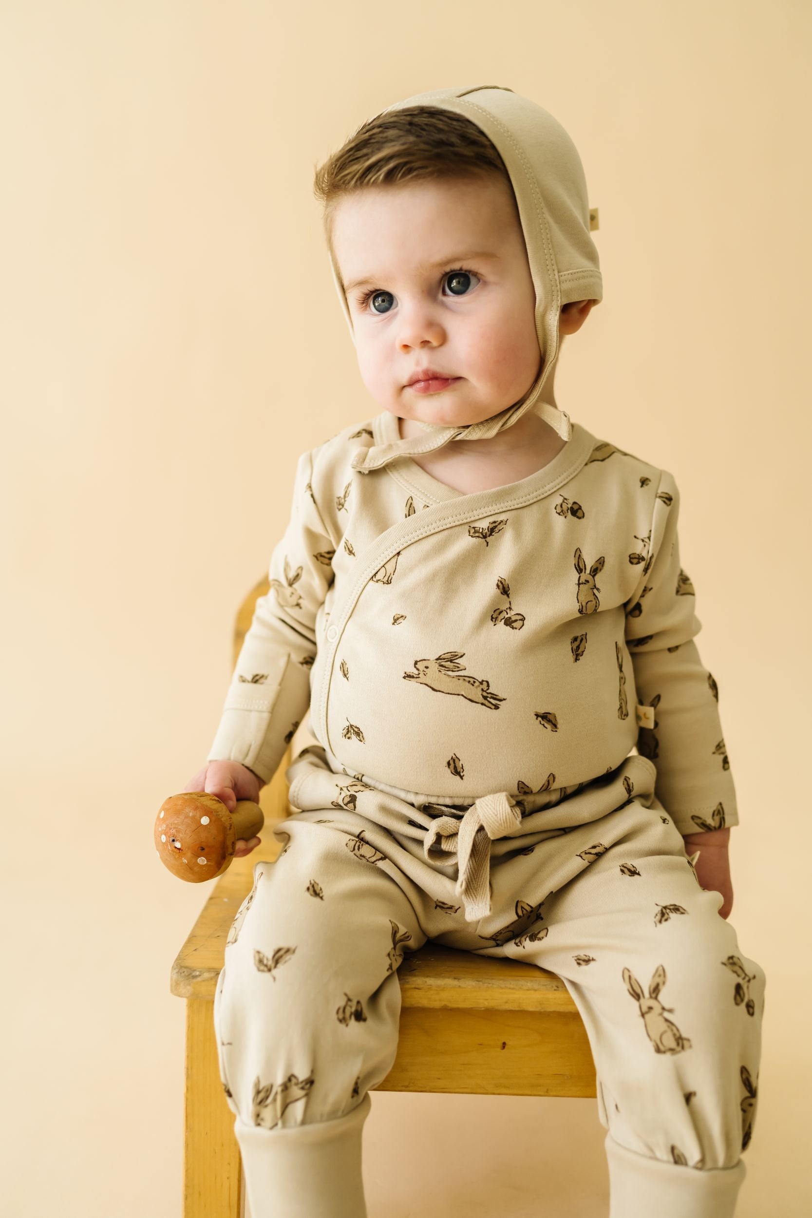 Organic Kimono Onesie & Pants Set - Bunny Hop