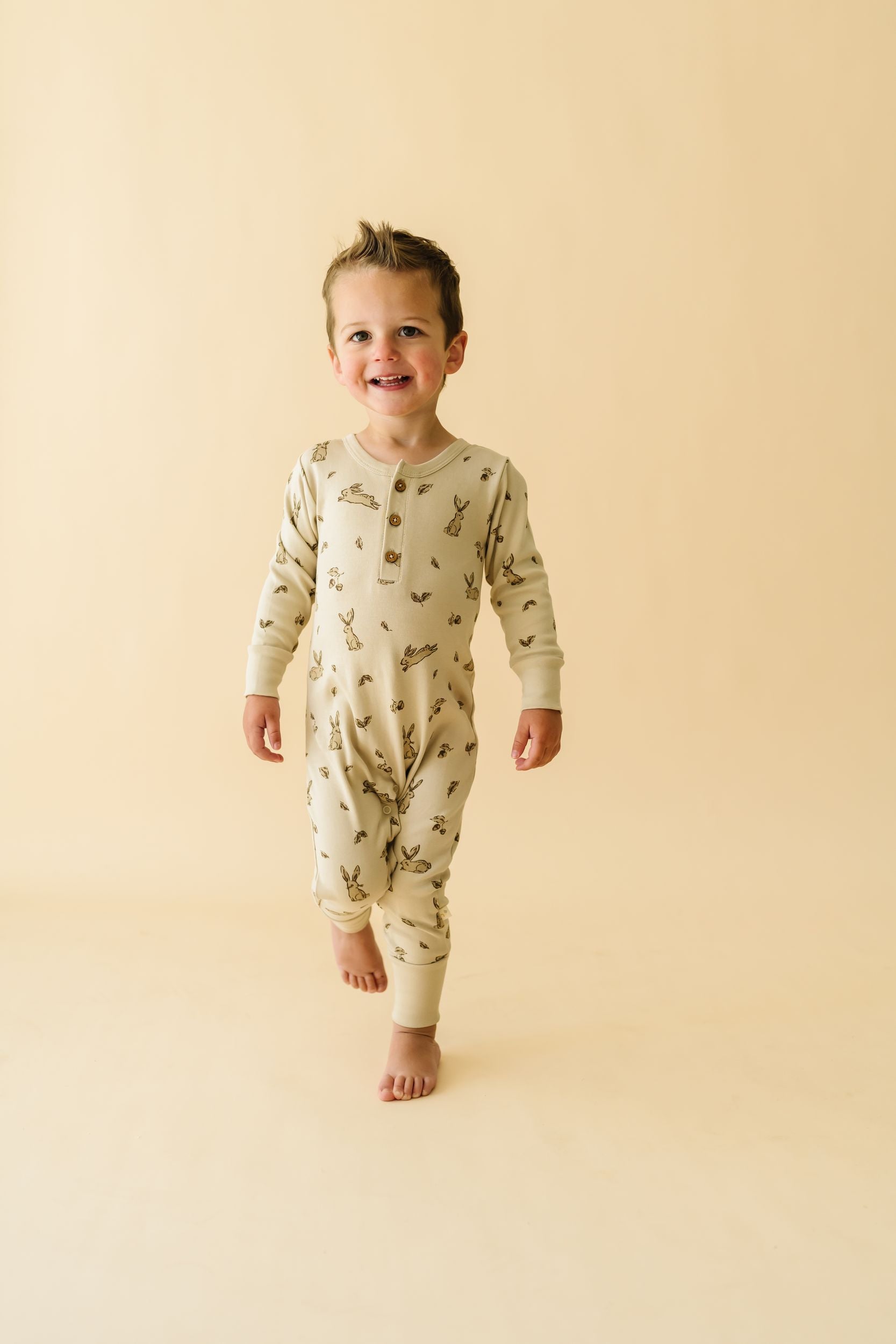 Organic Button Romper - Bunny Hop