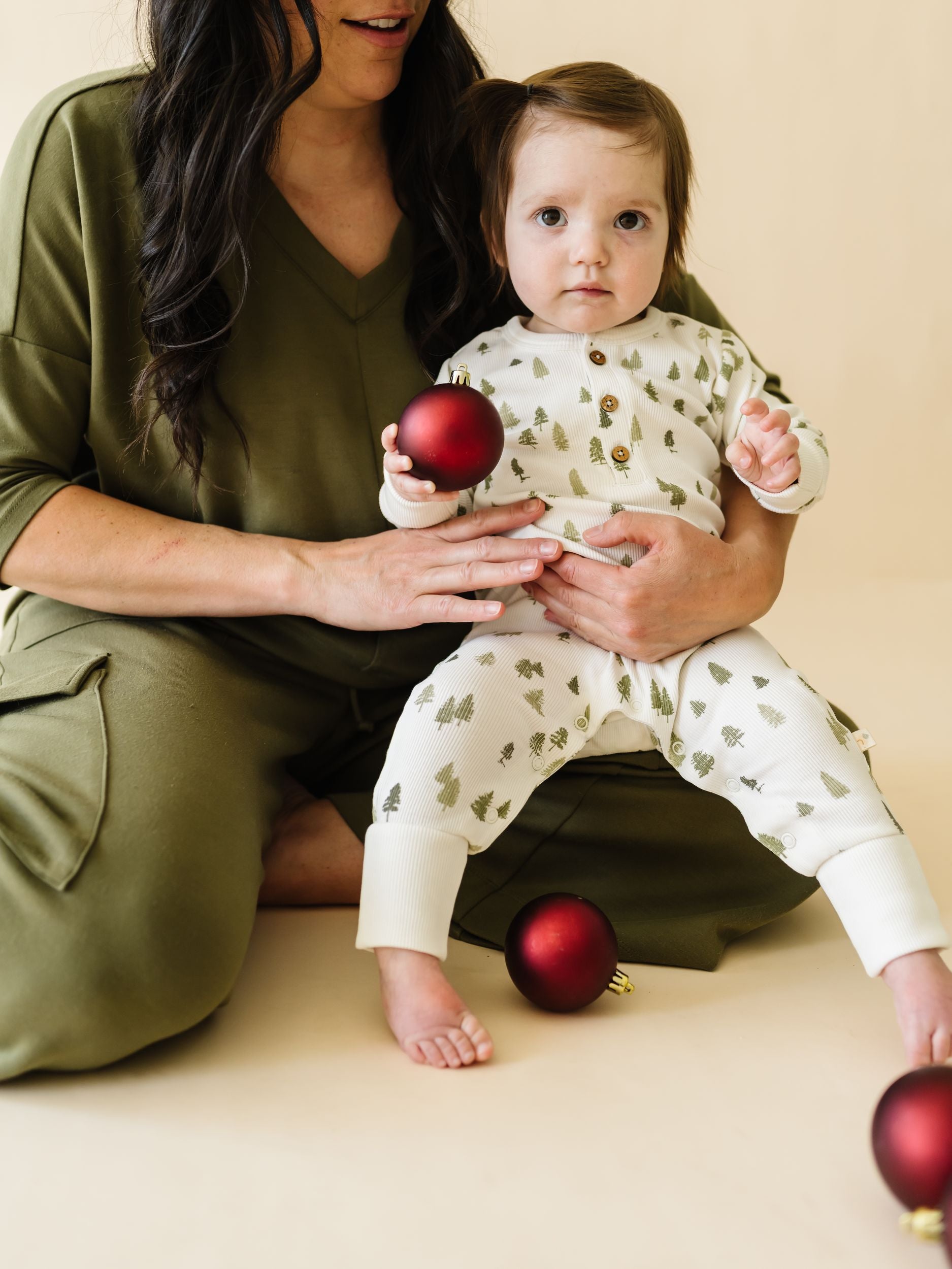 Organic Button Romper - Alpine