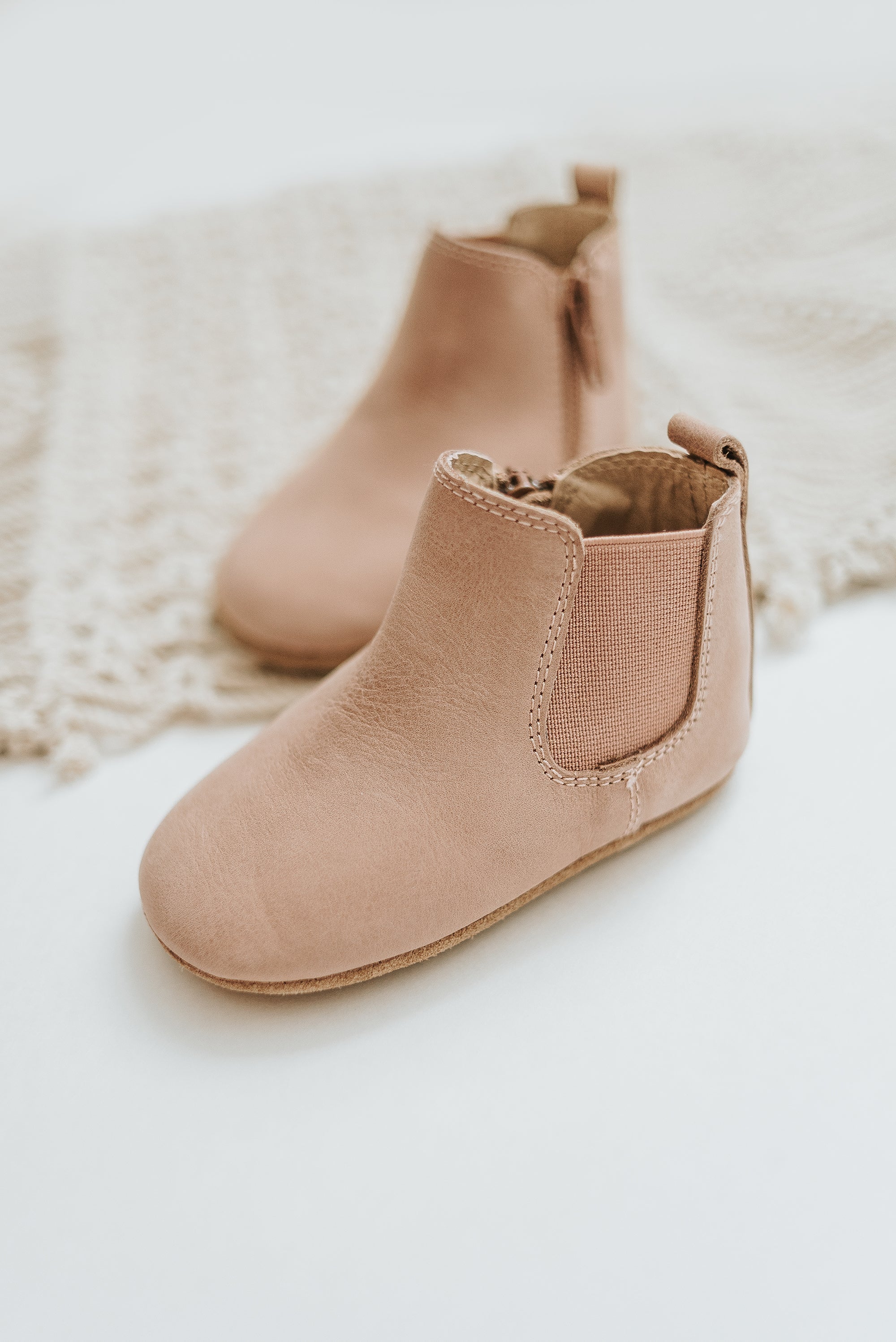 Waxed Leather Chelsea Boot | Color 'Antelope Pink' | Soft Sole  Consciously Baby   