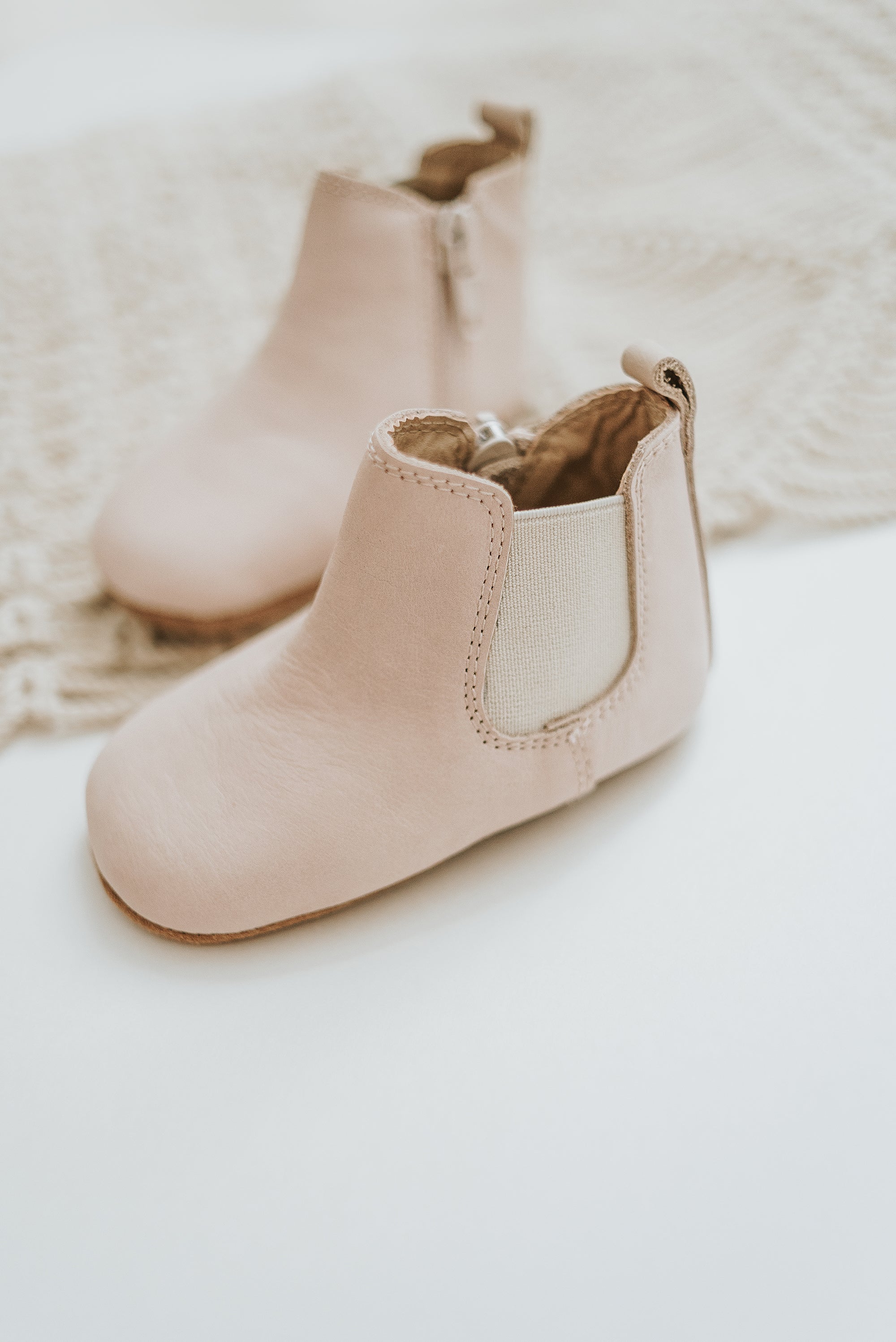 Waxed Leather Chelsea Boot | Color 'Vail Cream' | Soft Sole  Consciously Baby   