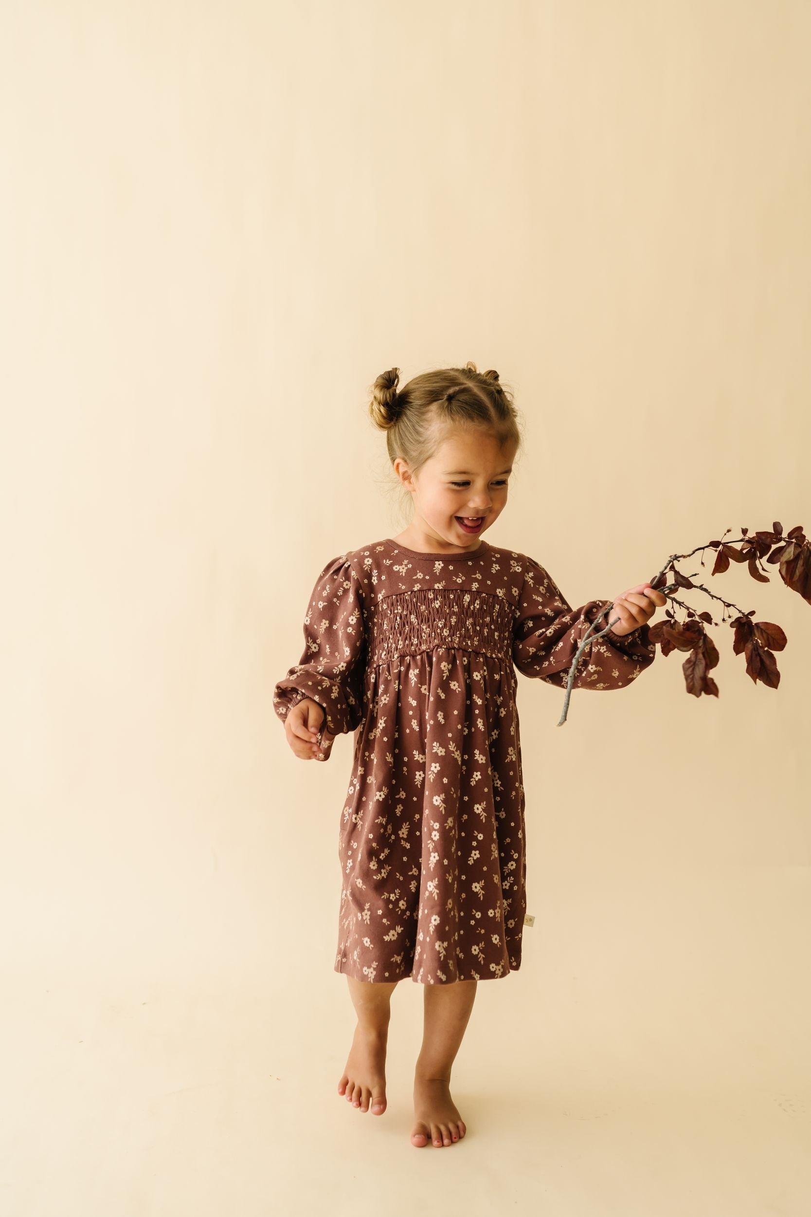 Organic Smocked Dress - Winter Bloom