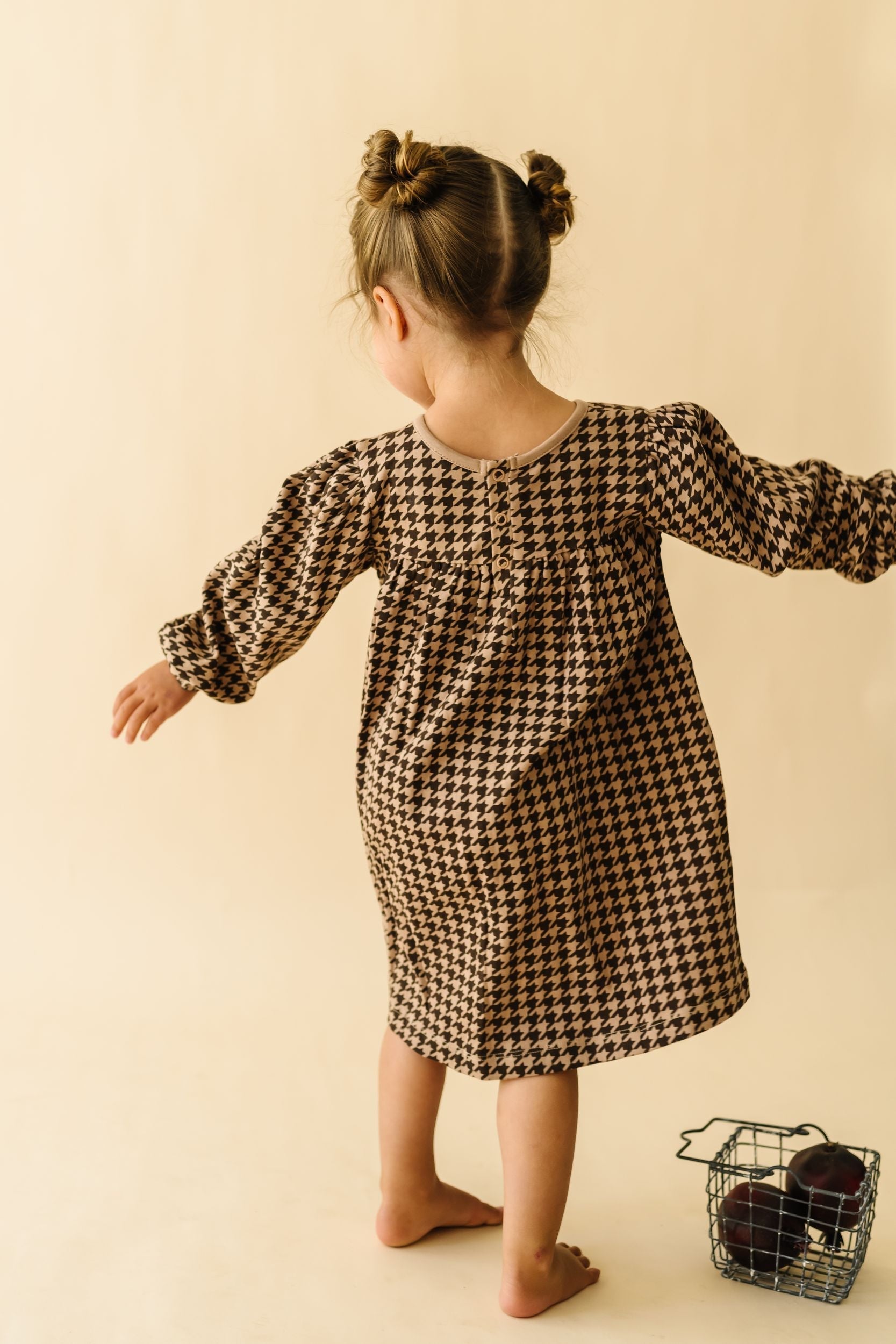 Organic Smocked Dress - Houndstooth