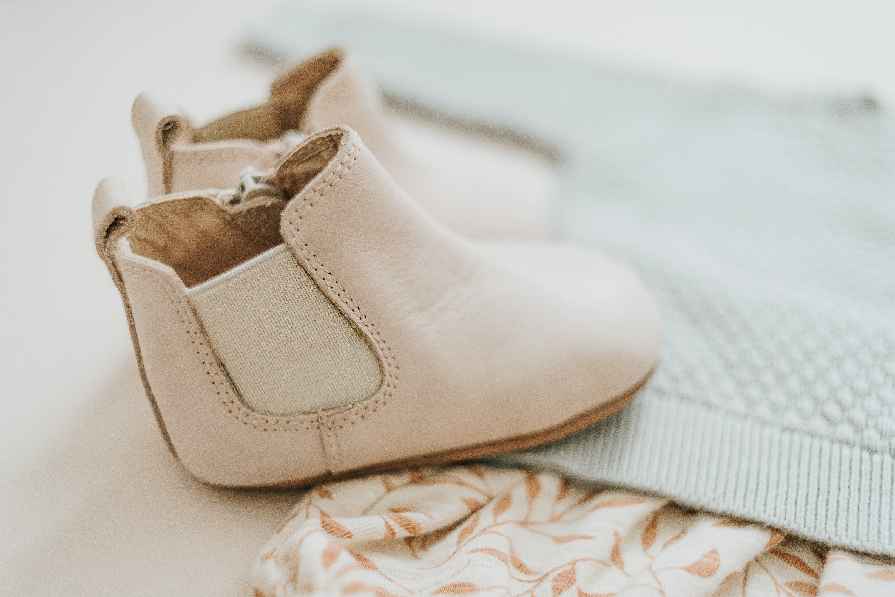 Waxed Leather Chelsea Boot | Color 'Vail Cream' | Soft Sole  Consciously Baby   