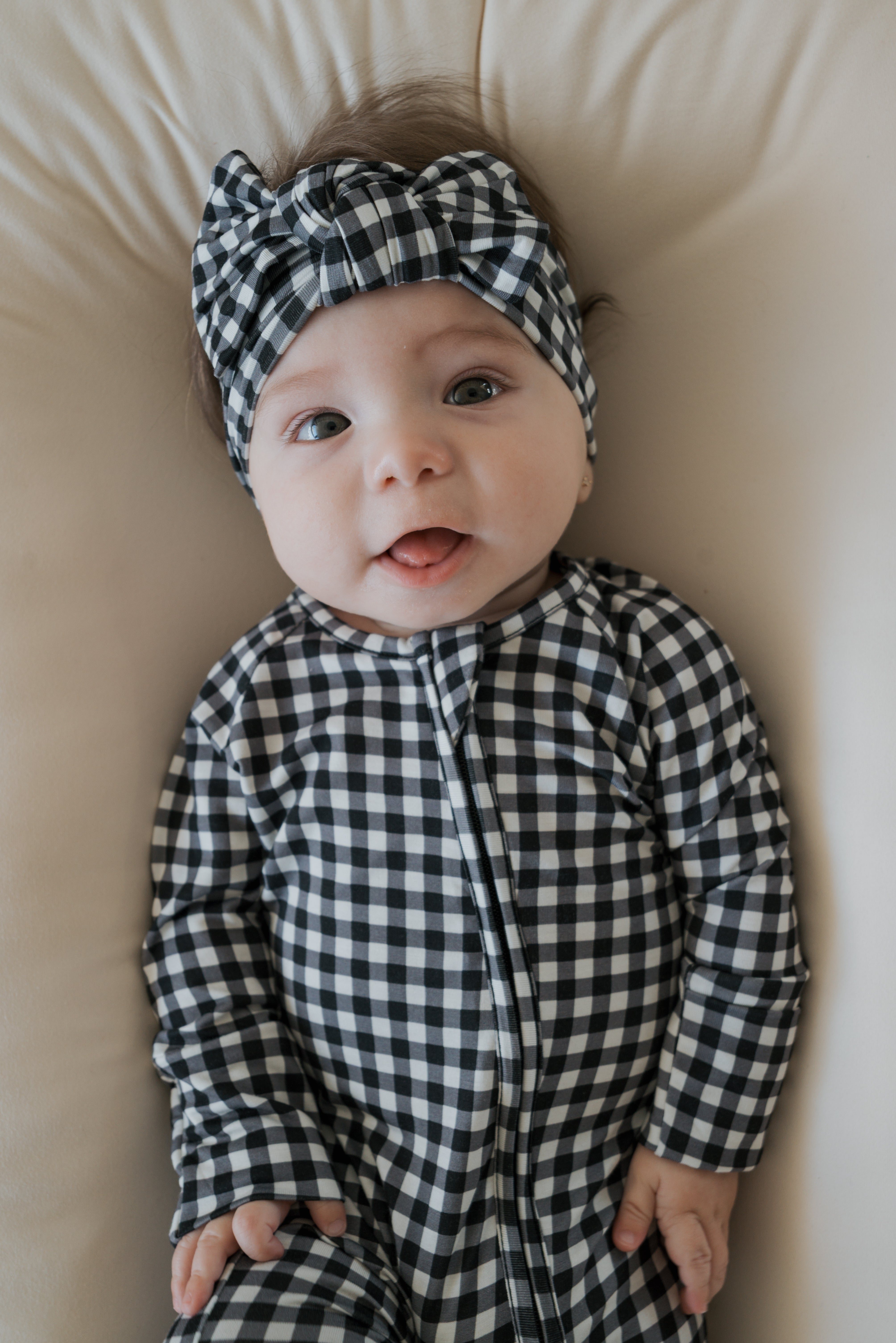 Bamboo Head Wrap | Black Gingham