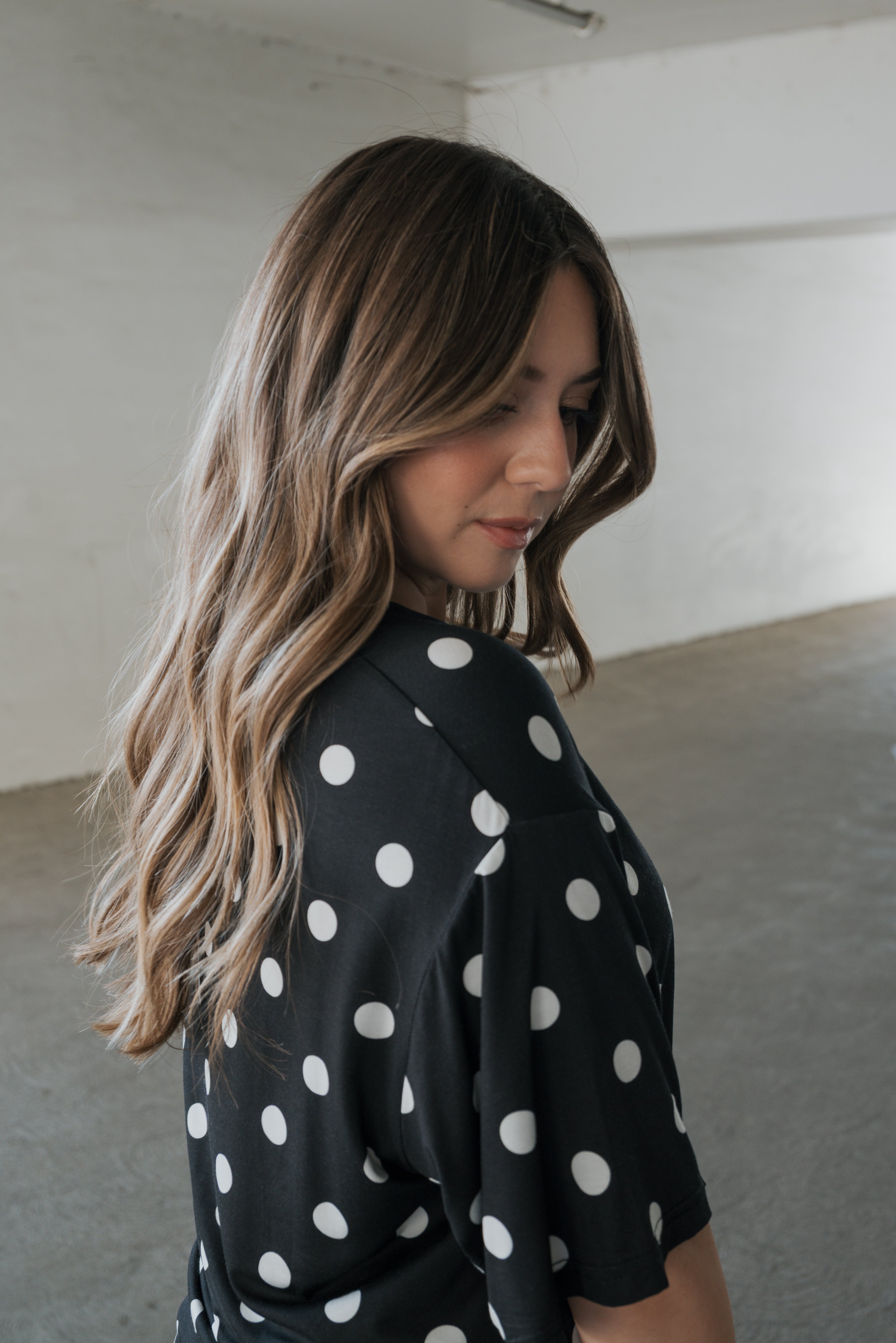 Women's Bamboo Short Set | B&W Polka Dot